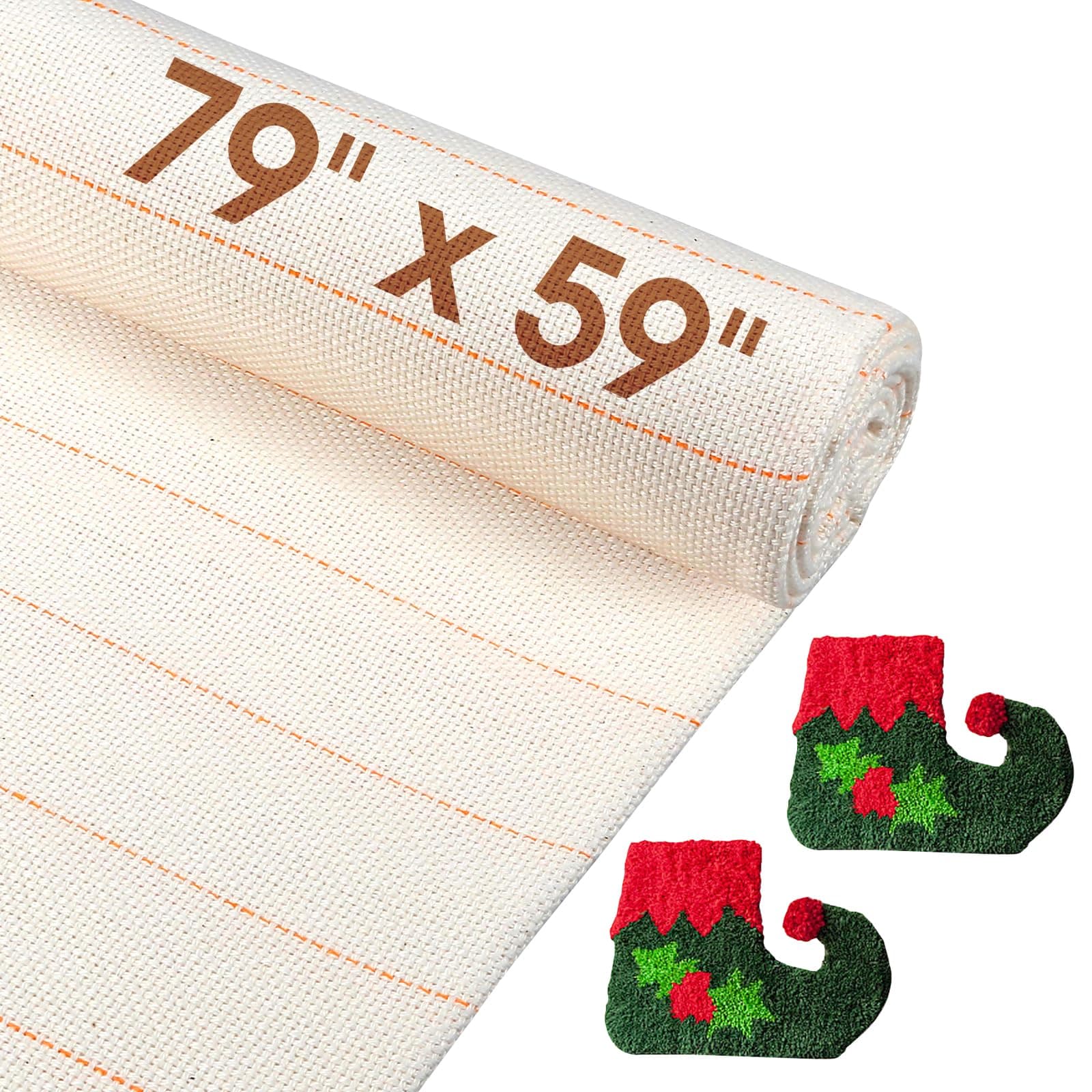 79" x 59" Large Tufting Cloth, Primary Tufting Cloth with Marked Lines for Tufting Guns, Four Edges Sewn Monks Cloth for Punch Needle Tufting Rug DIY Crafts