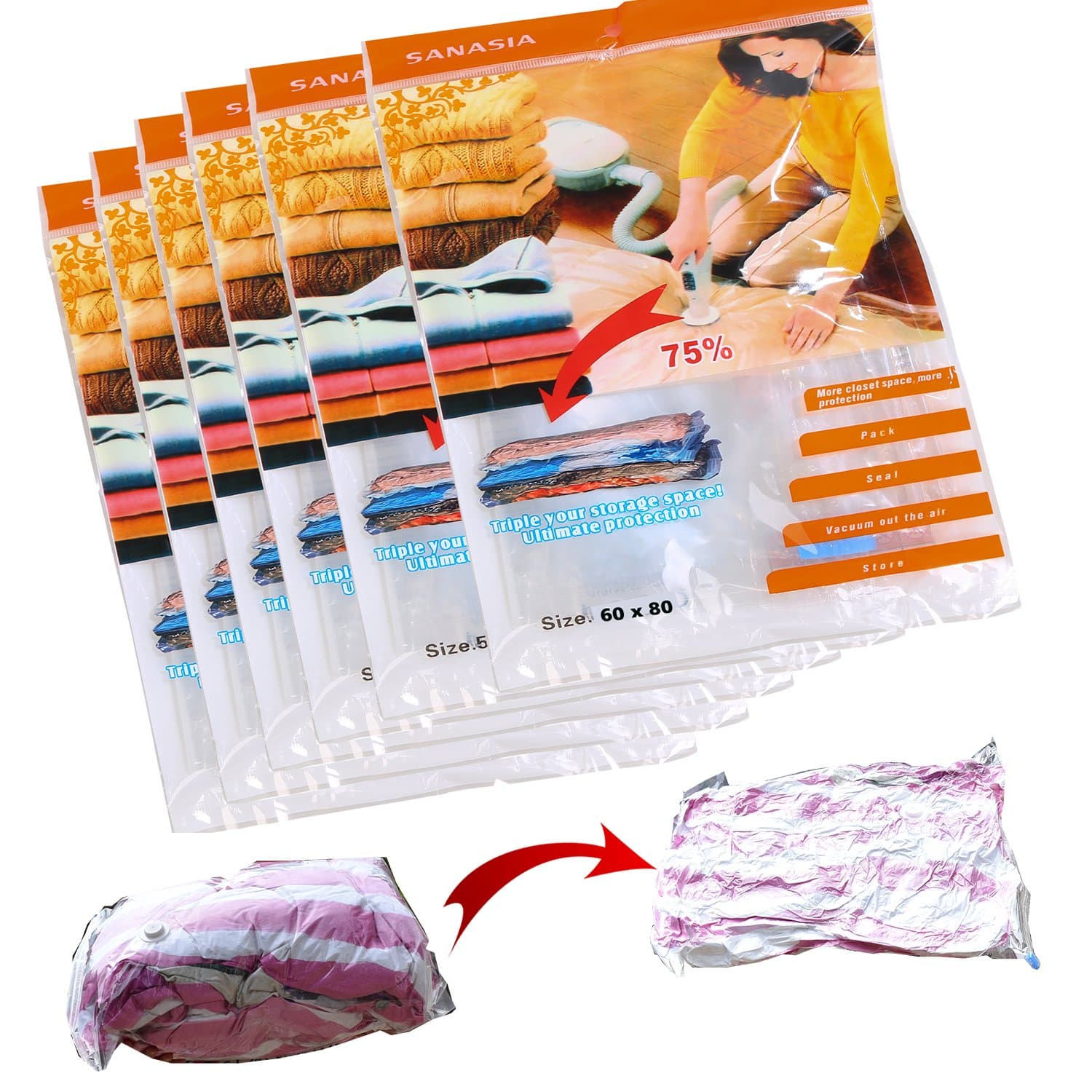 Vacuum Storage Bags, Extra Large (60cm x 80cm)