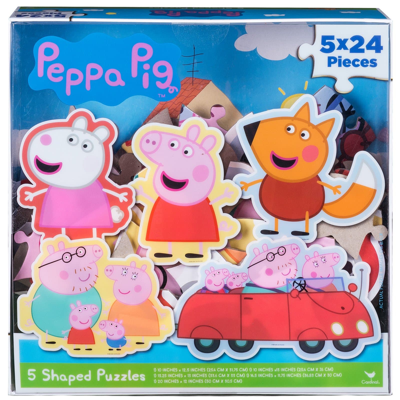 Peppa Pig 5 Shape Puzzles in Clear Lid Box (24 Pieces)