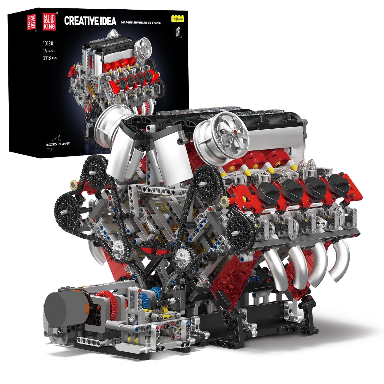 V8 Engine Building Blocks Sets, V8 Engine Model Kit That Runs, MOC Engineering Model Building Kit with Battery and Motor, 2718 PCS Building Blocks for Adults