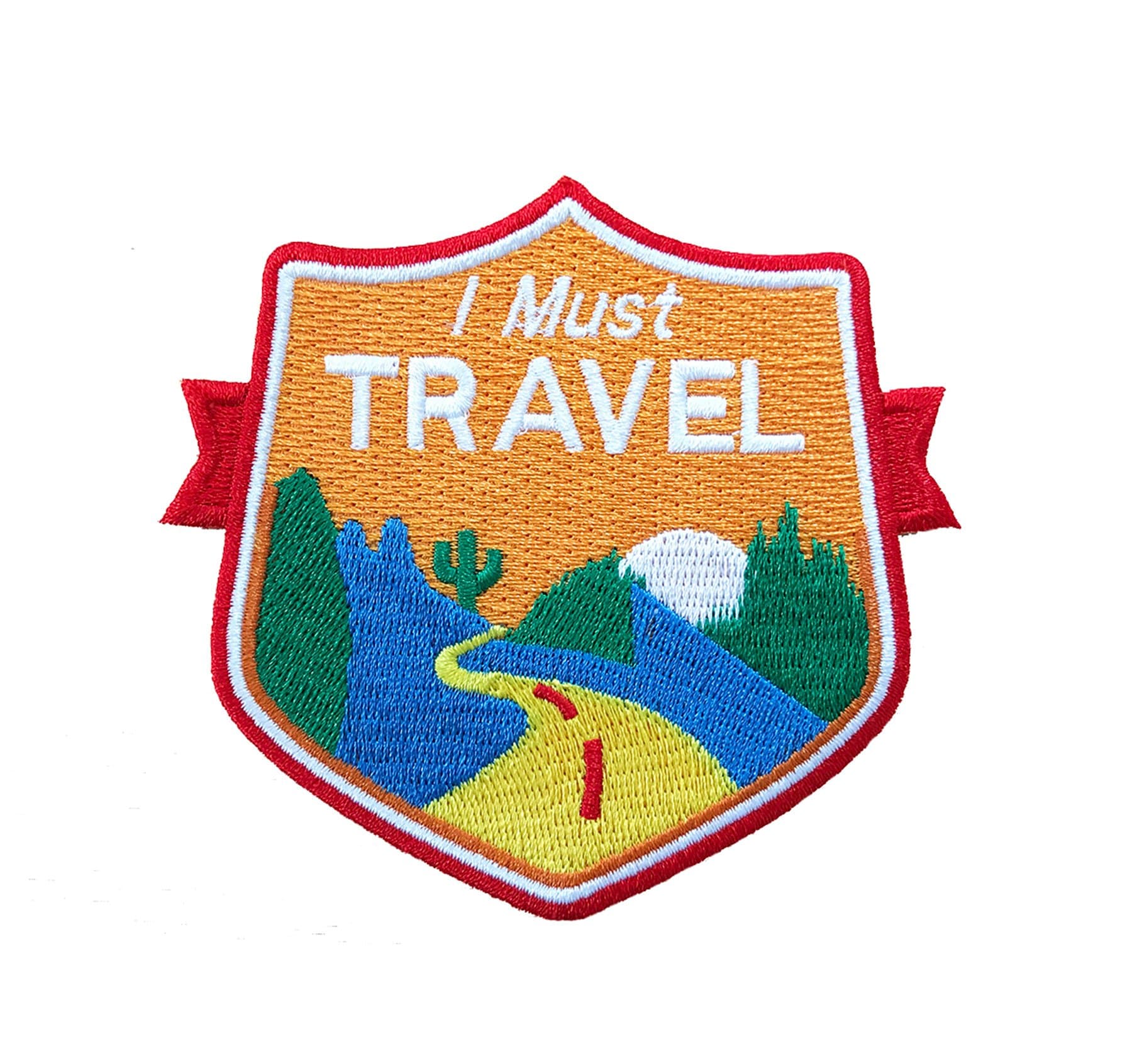 Vinpatch I Must Travel Embroidered Sew On/Iron on Patch - Personalized Travel Patches Designed for Shirts Jackets Jeans and Backpacks - Patch Size 3.5" x 3.2"