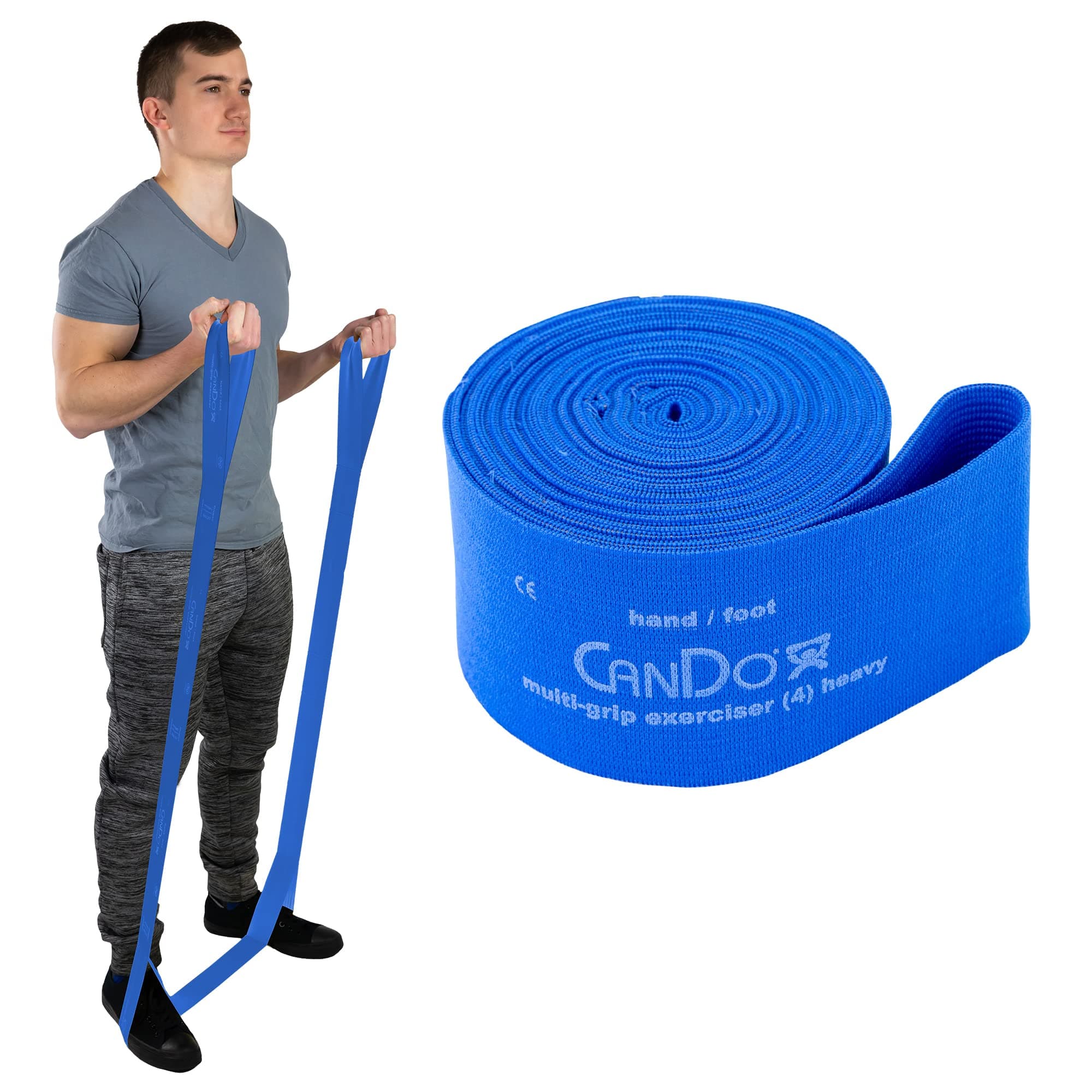 CanDo Multi-Grip 6 Foot Exercise Resistance Band with Hand/Foot Loops for Total Body Workouts, Training, Rehab, Stretching and Therapy