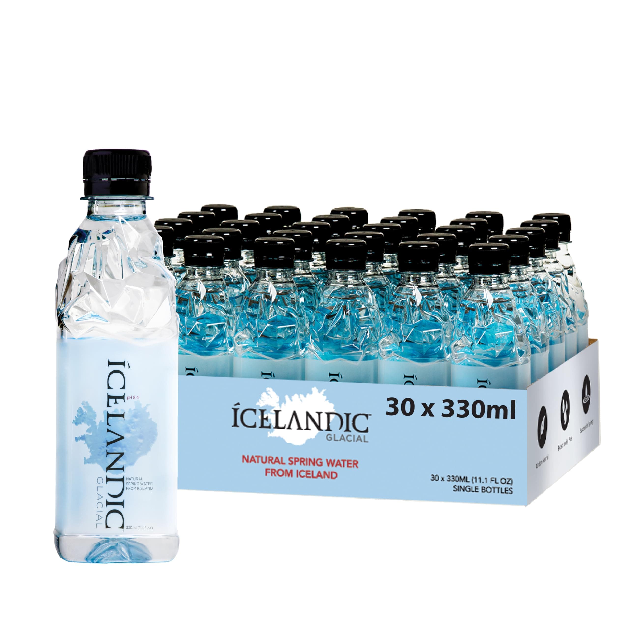 Icelandic Glacial Natural Spring Alkaline Water, 30 X 330 ml