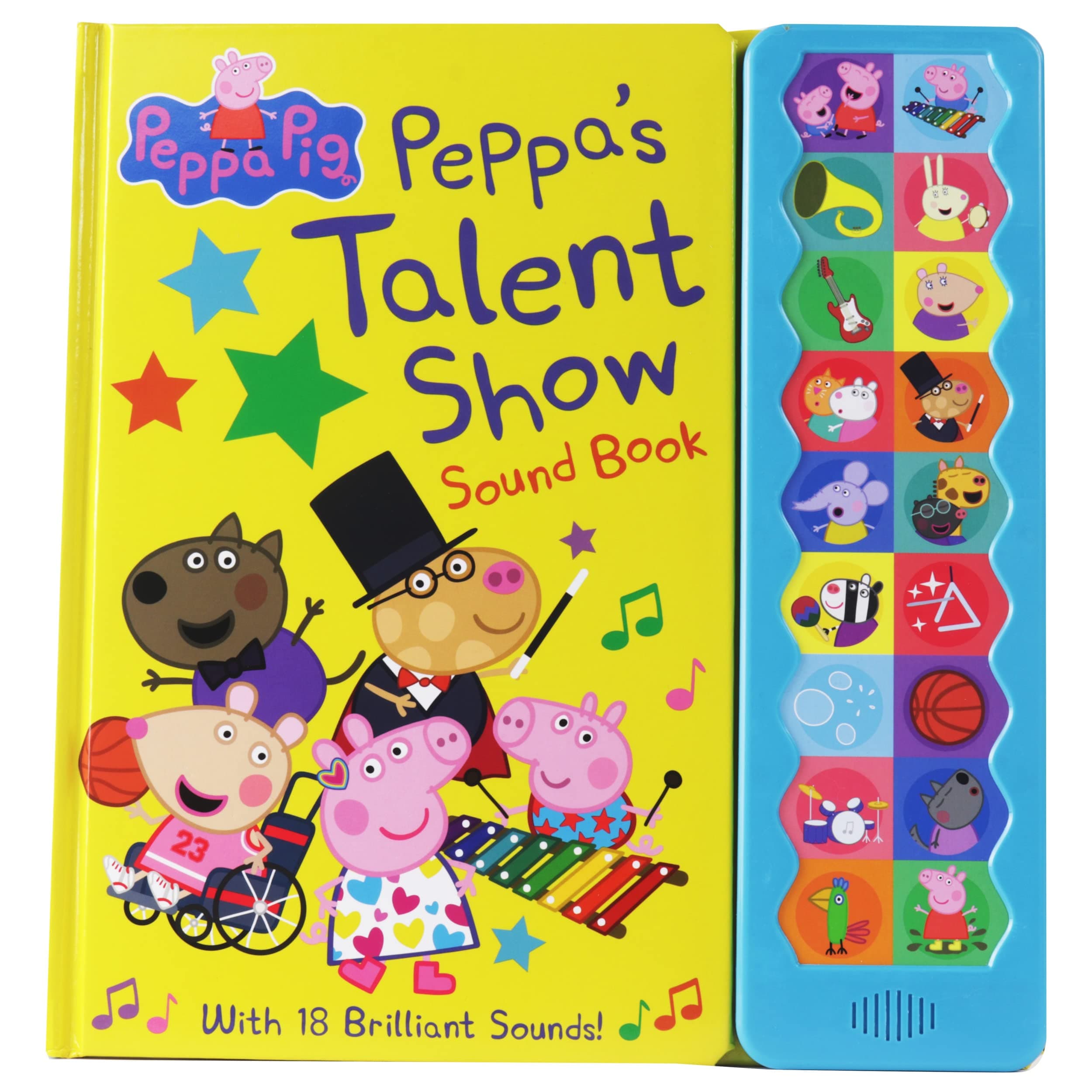 Peppa Pig - Peppa's Talent Show 18-Button Interactive Sound Book - Peppa, George, Mummy, Daddy, and More! - PI Kids