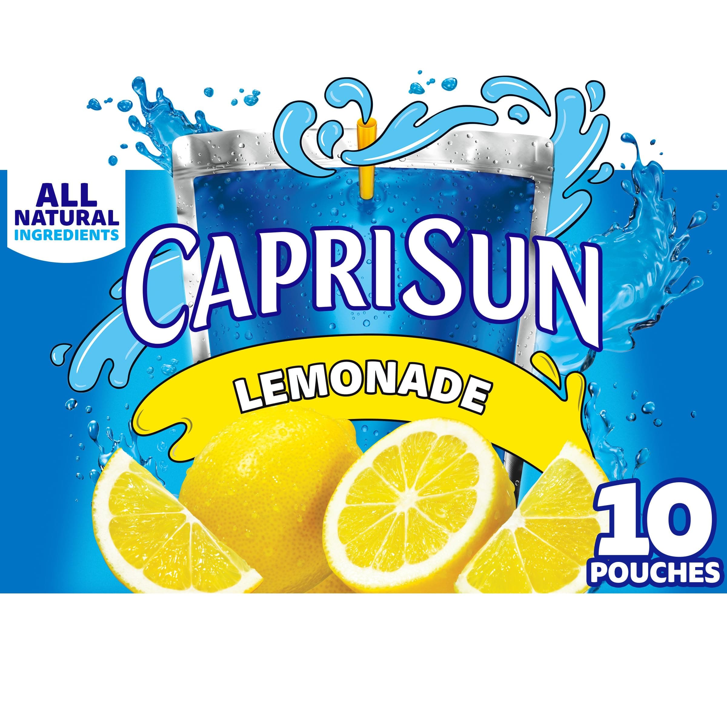 Flavored with Other Natural Flavor Juice Drink Blend, 10 Pouches, for School Lunches and On-the-Go Hydration, Lemonade, All Natural Ingredients, 6 fl oz