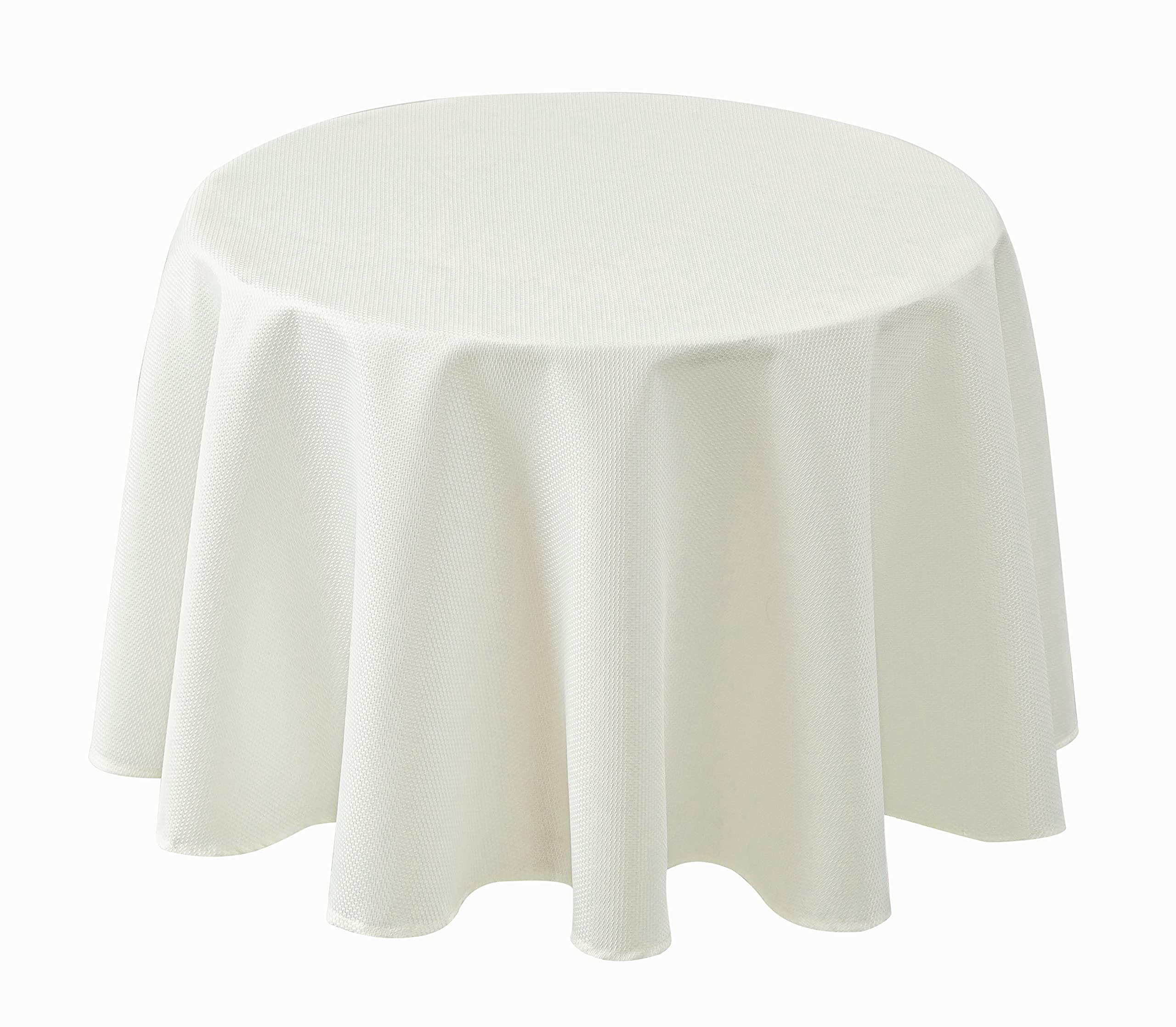 Biscaynebay Textured Fabric Tablecloths Round 60", Ivory Water Resistant Table Cloth Small Circle Folding Table Covers for Dining, Kitchen, Wedding, Parties etc. Machine Washable