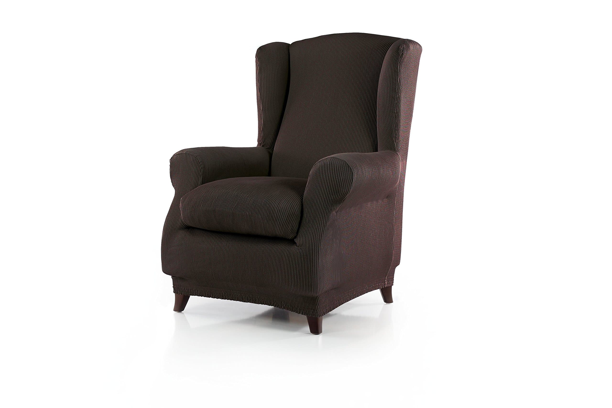 Elainer Home Living Rustica One Way Stretch Easy Fit Wing Chair Cover (Chocolate)