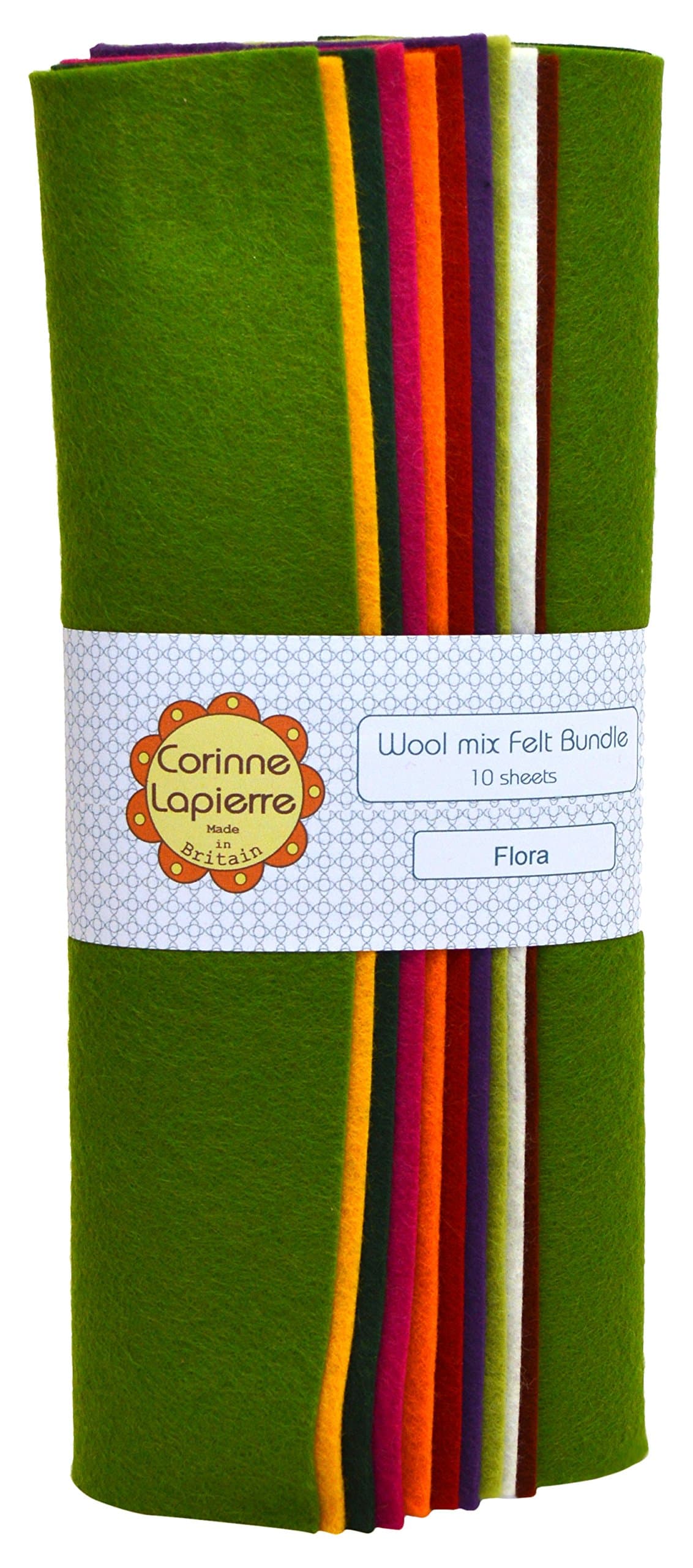 Wool Mix Felt 9 Inch Squares x 10 - Flora