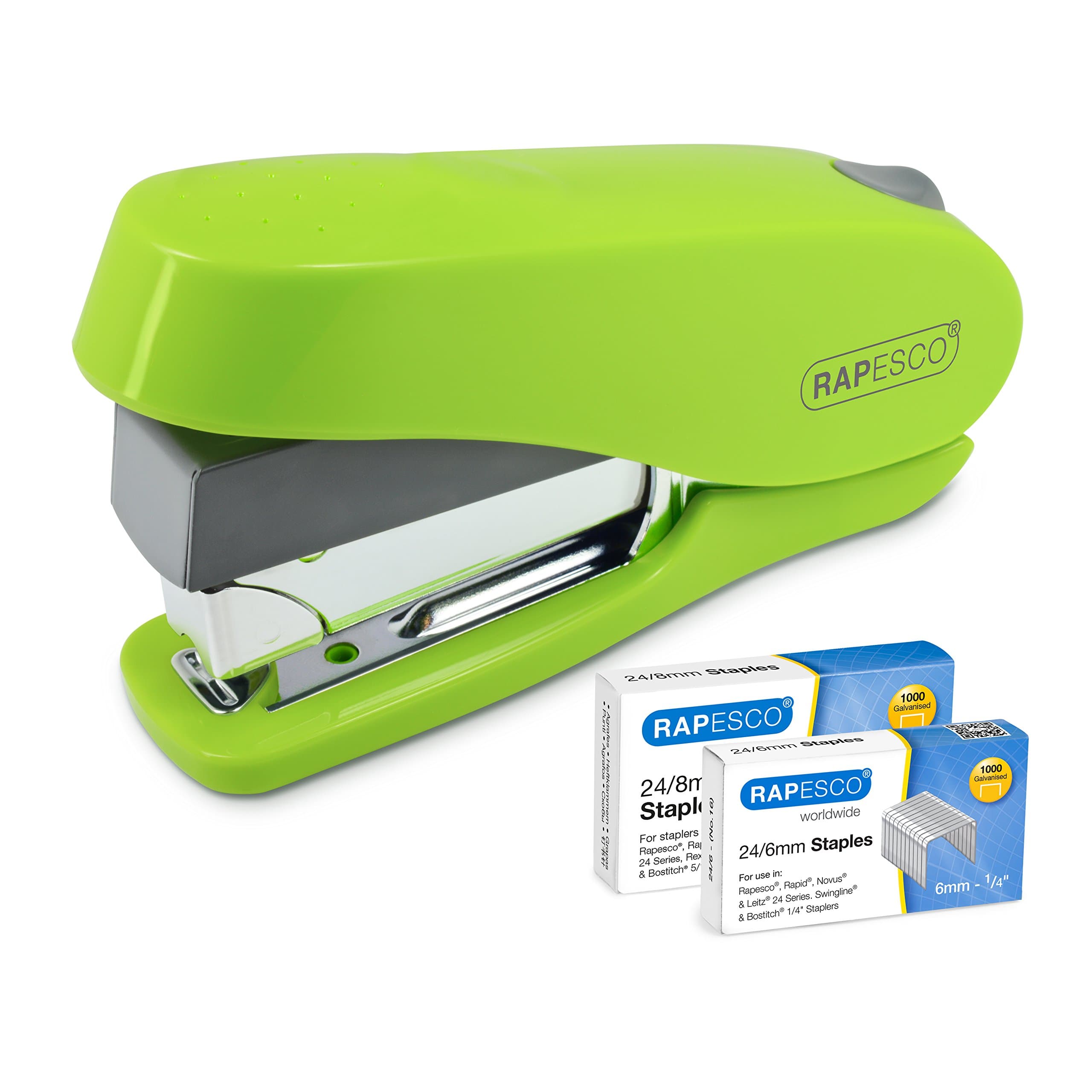 1470 Luna Less Effort Stapler with 2000 Staples, 50 Sheet Capacity, Green
