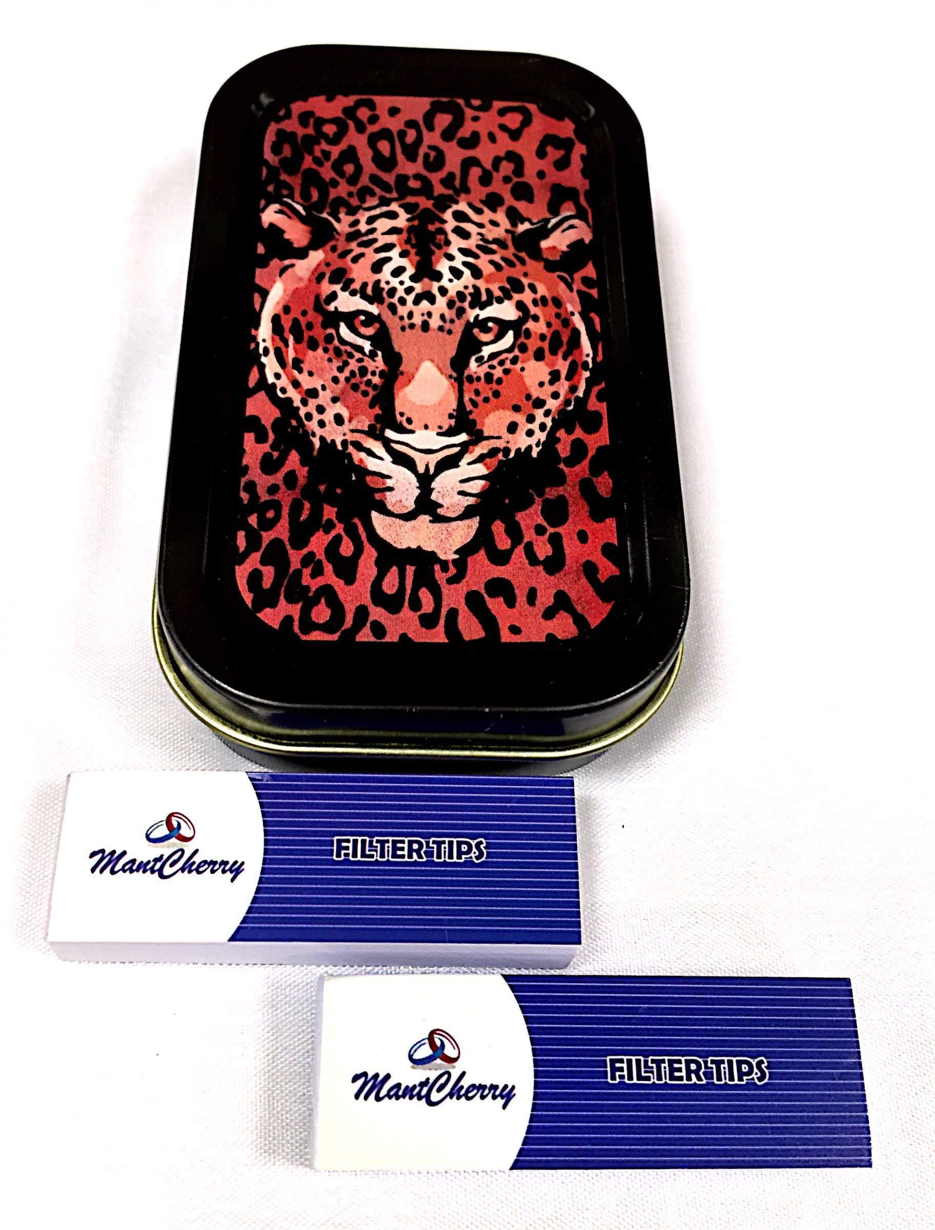 1oz Metal Tin Black Leopard with Exclusive MontCherry Tips Combo Deal by Trendz