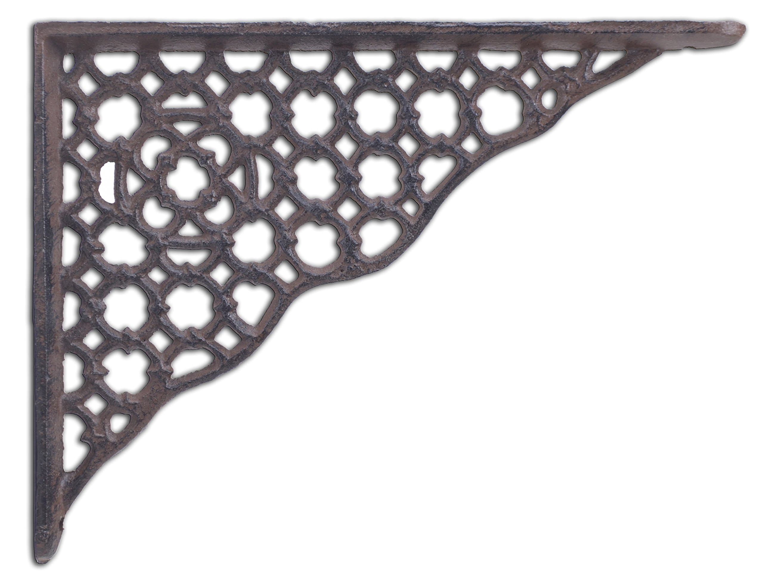 Decorative Shelf Bracket Ornate Lattice Rust Brown Cast Iron Brace 8.5"