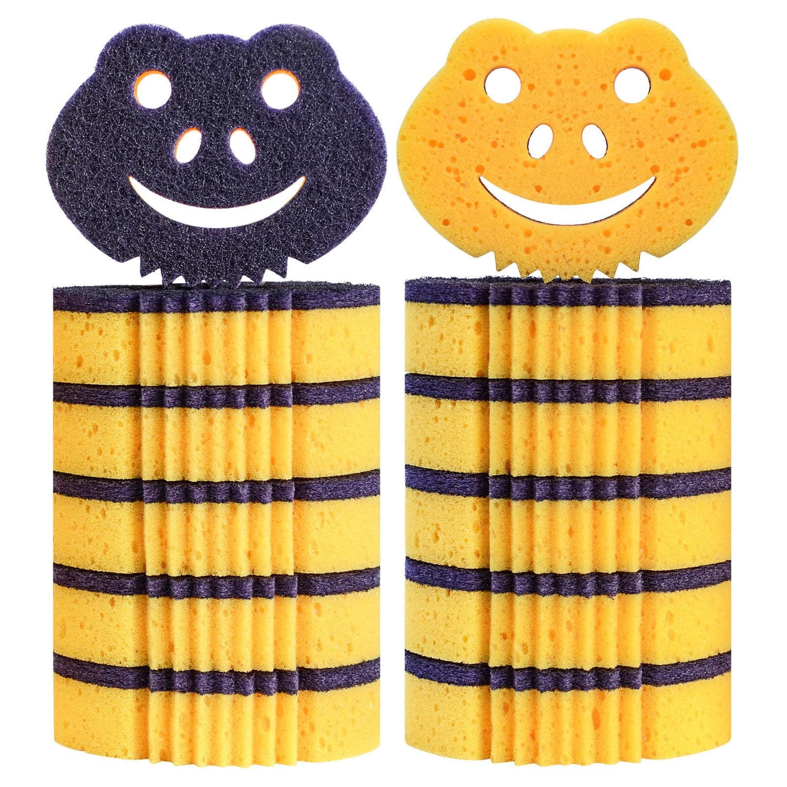 SmilePowo 12 Pack Frog Dual-Sided Multi-Functional Premium Cleaning Sponges,Scrub Sponges,Dishwashing Sponge for Heavy Duty Scouring Pads,Kitchen,Furniture,Dish,Bathroom