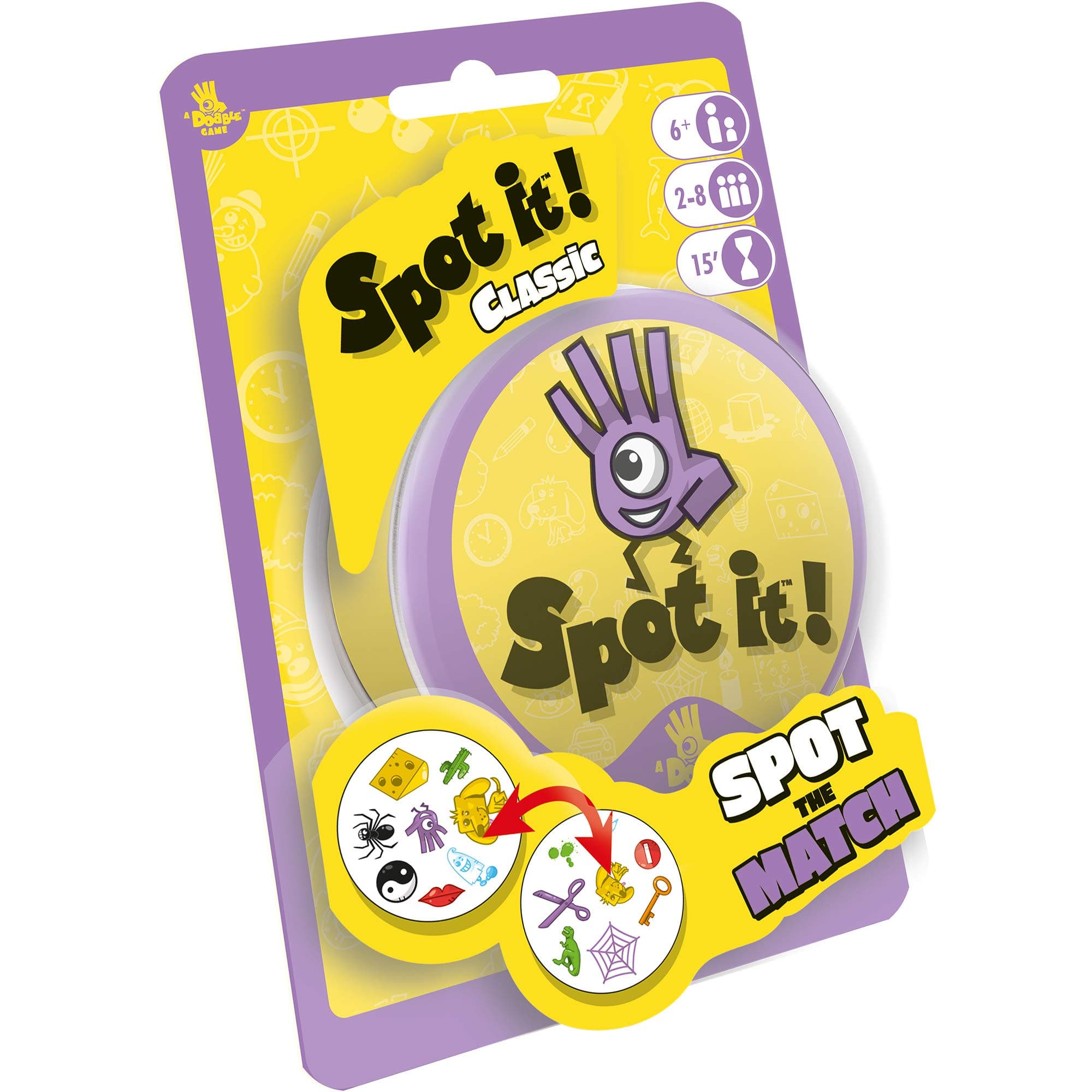 Spot It! Classic - Award-Winning Card Game with Endless Playability, Fast-Paced Observation Game for the Whole Family! Ages 6+, 2-8 Players, 15 Minute Playtime, Made by Zygomatic