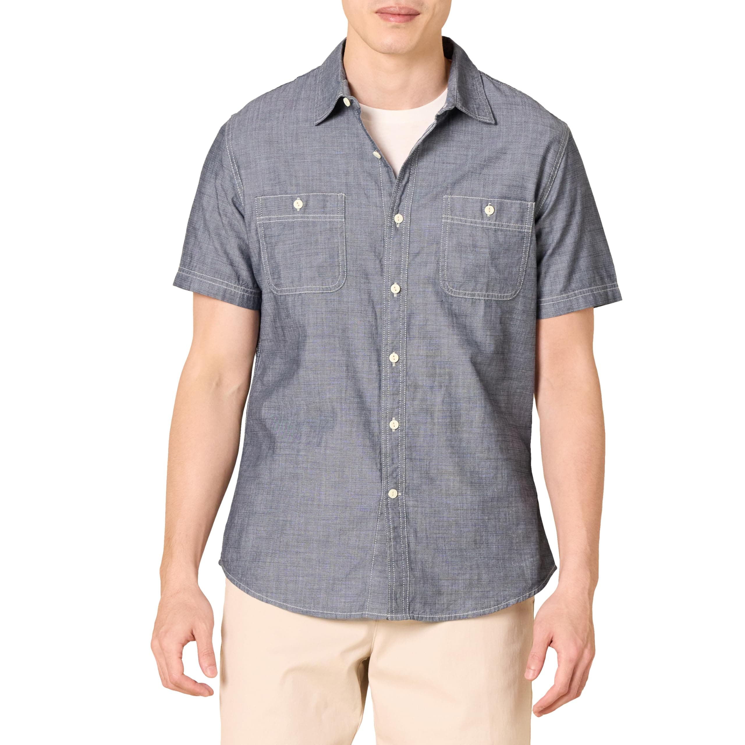 Amazon Essentials Men's Regular-Fit Short-Sleeve Poplin Shirt
