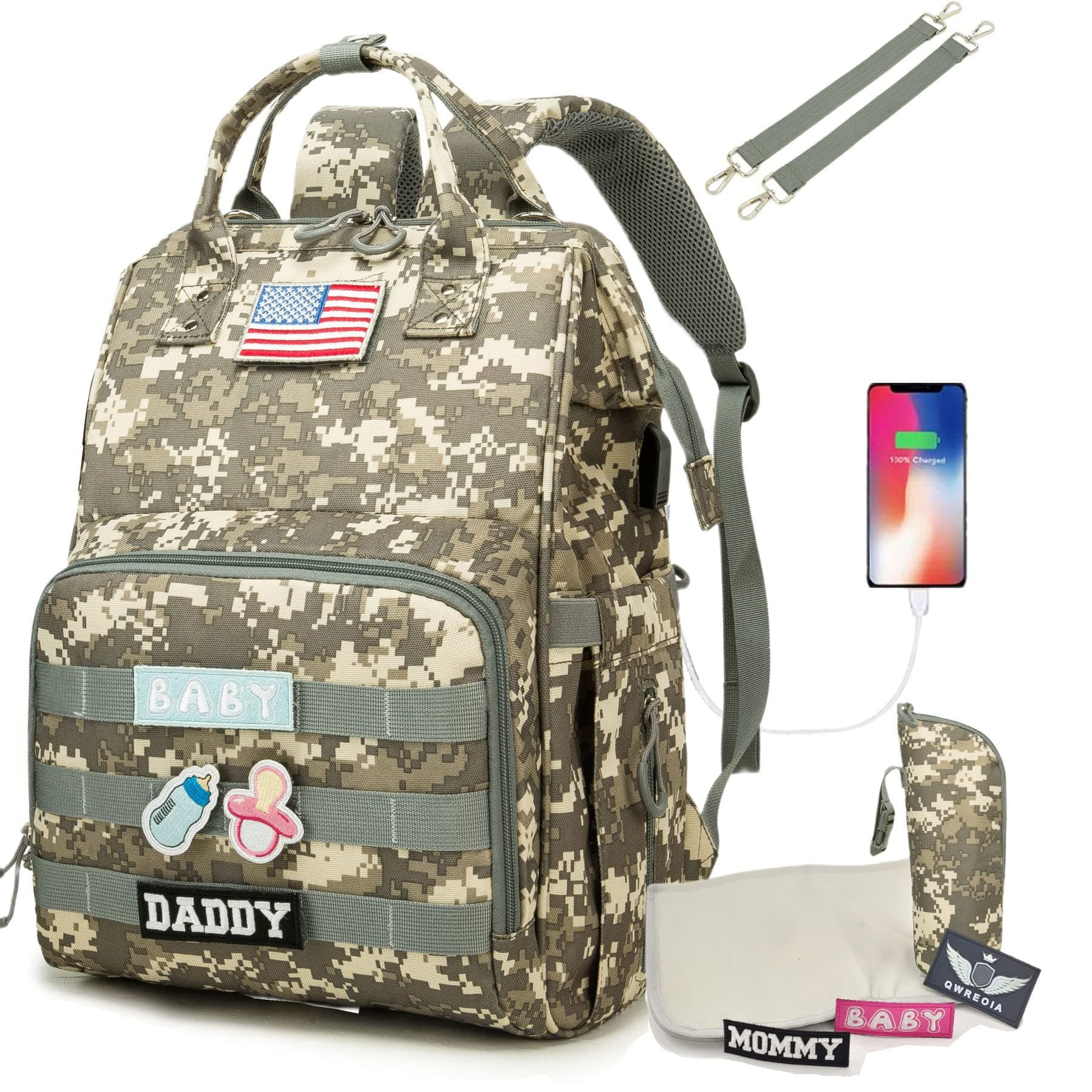 Camo daddy/mommy patches Diaper Bag
