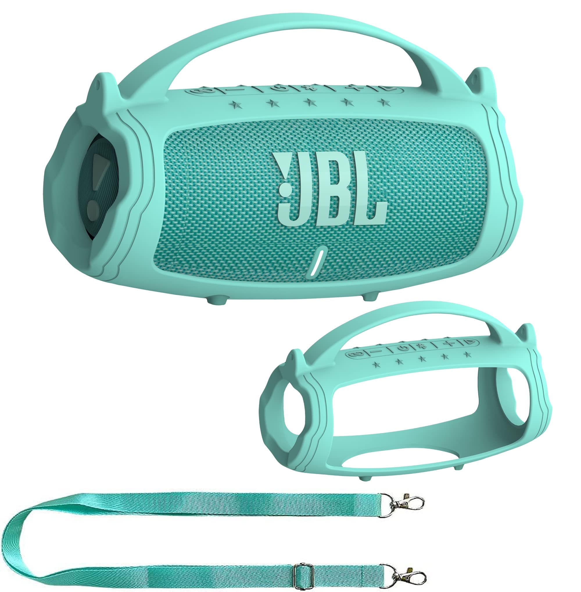 Silicone Cover Case for JBL Charge 5 Portable Bluetooth Speaker, Protective Skin Holder for JBL Charge 5 Speaker Accessories (Teal Case, NOT Fit Wi-Fi Version)
