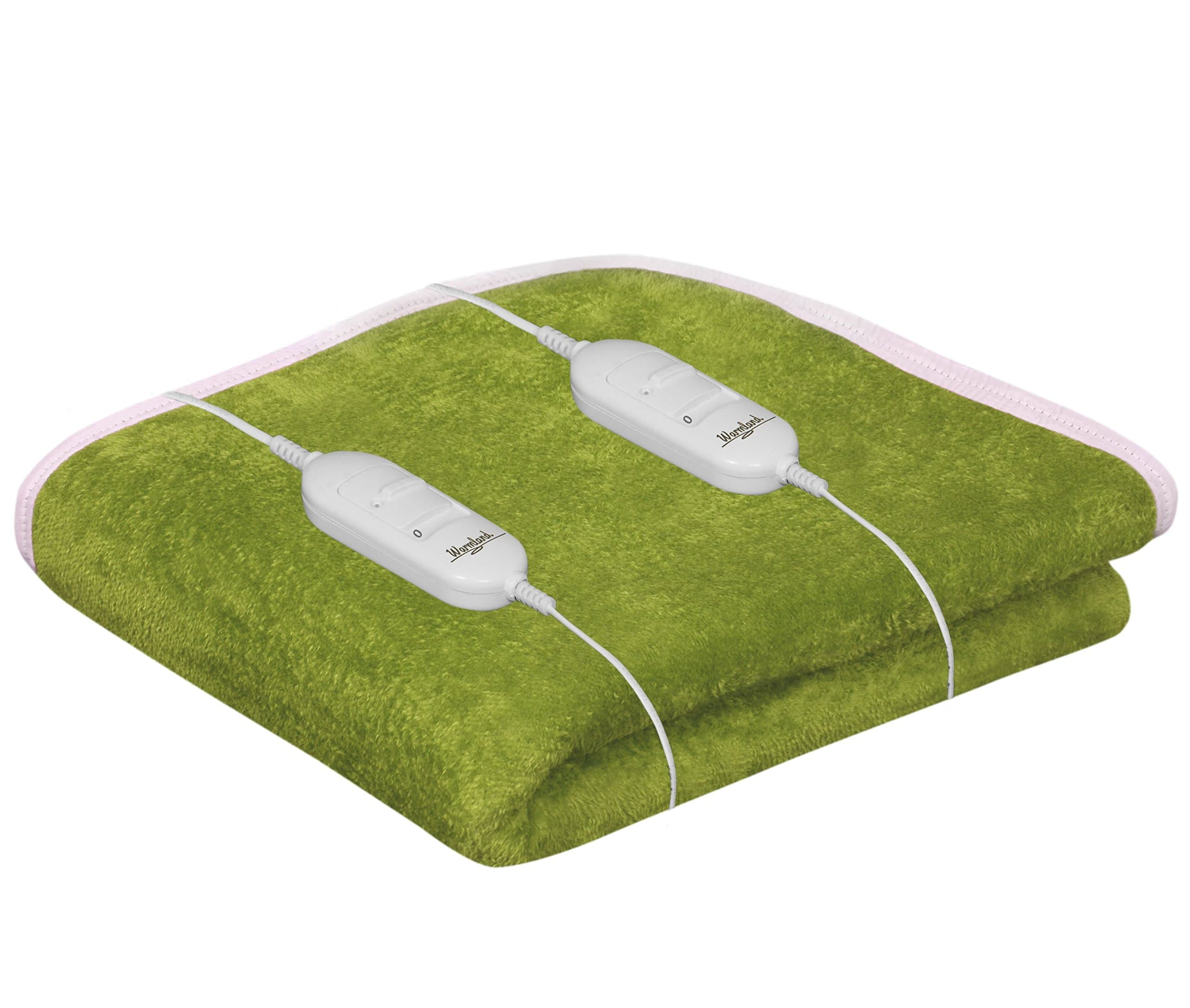 Warmland® BIS Certified ISI Mark Approved Basic Range Double Bed Electric Bed Warmer/Blanket |60 * 60 Inches| Auto Cut Off| Over Heat Protection| 5 Year Replacement Warranty| Green