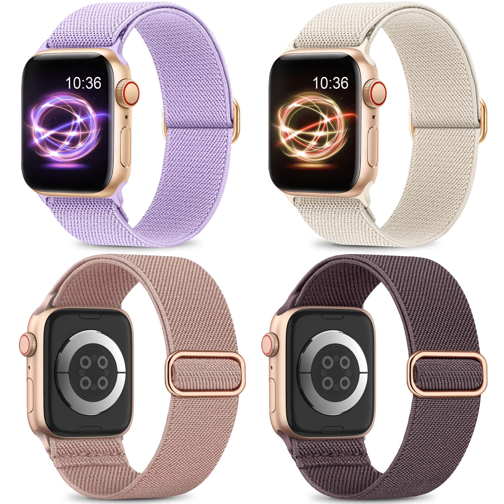 Higgs 4 Pack Straps Compatible with Apple Watch Straps 38mm 40mm 41mm 42mm 44mm 45mm 49mm for Women Men, Nylon Elastic Braided Sport Strap for iWatch Series 8 7 6 SE 5 4 3 2 1