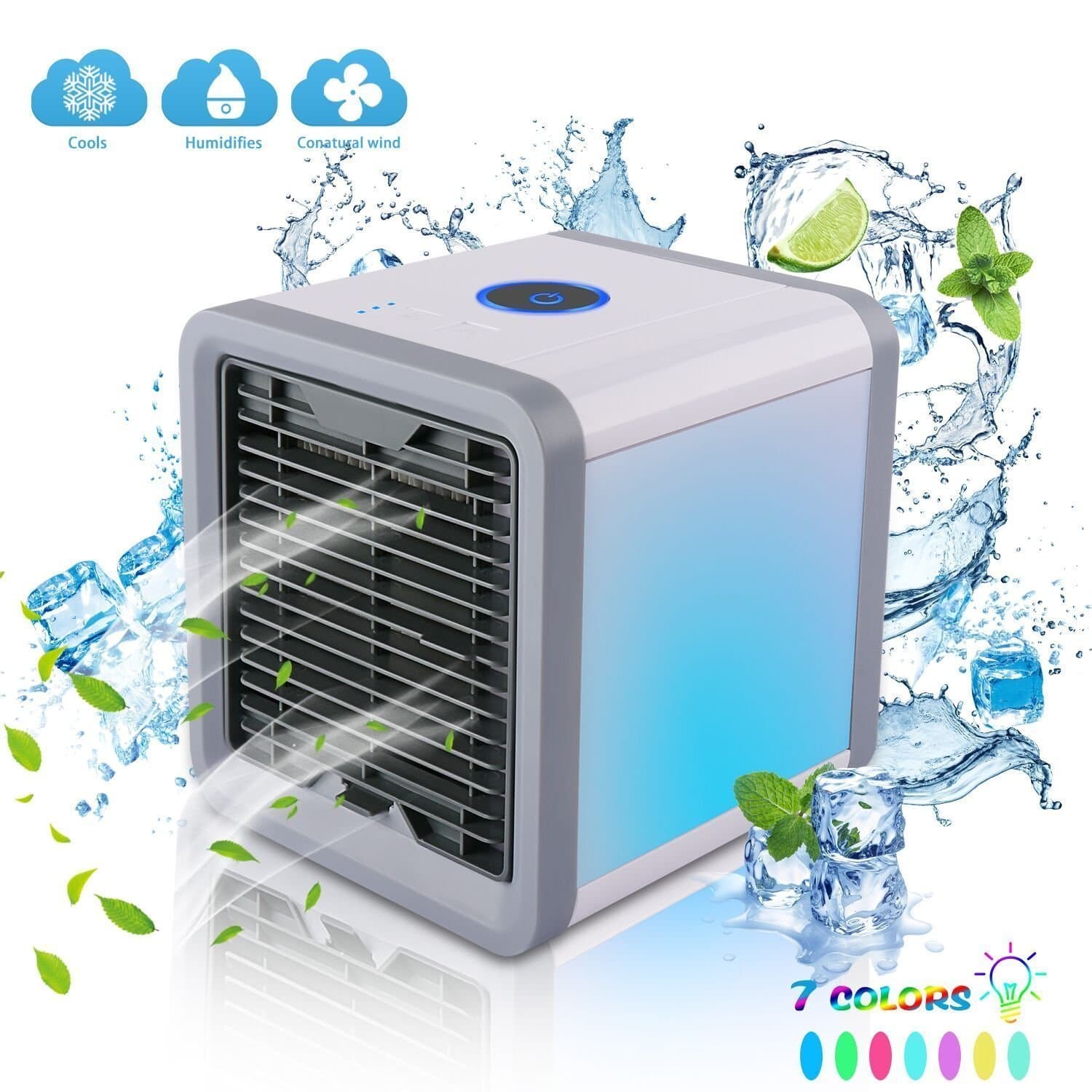 Portable Air Conditioner, USB-Powered Personal Small Air Circulator Cooler Humidifier Air Purifier for Home Office Outdoor Powered by Power Bank/Wall Chargers