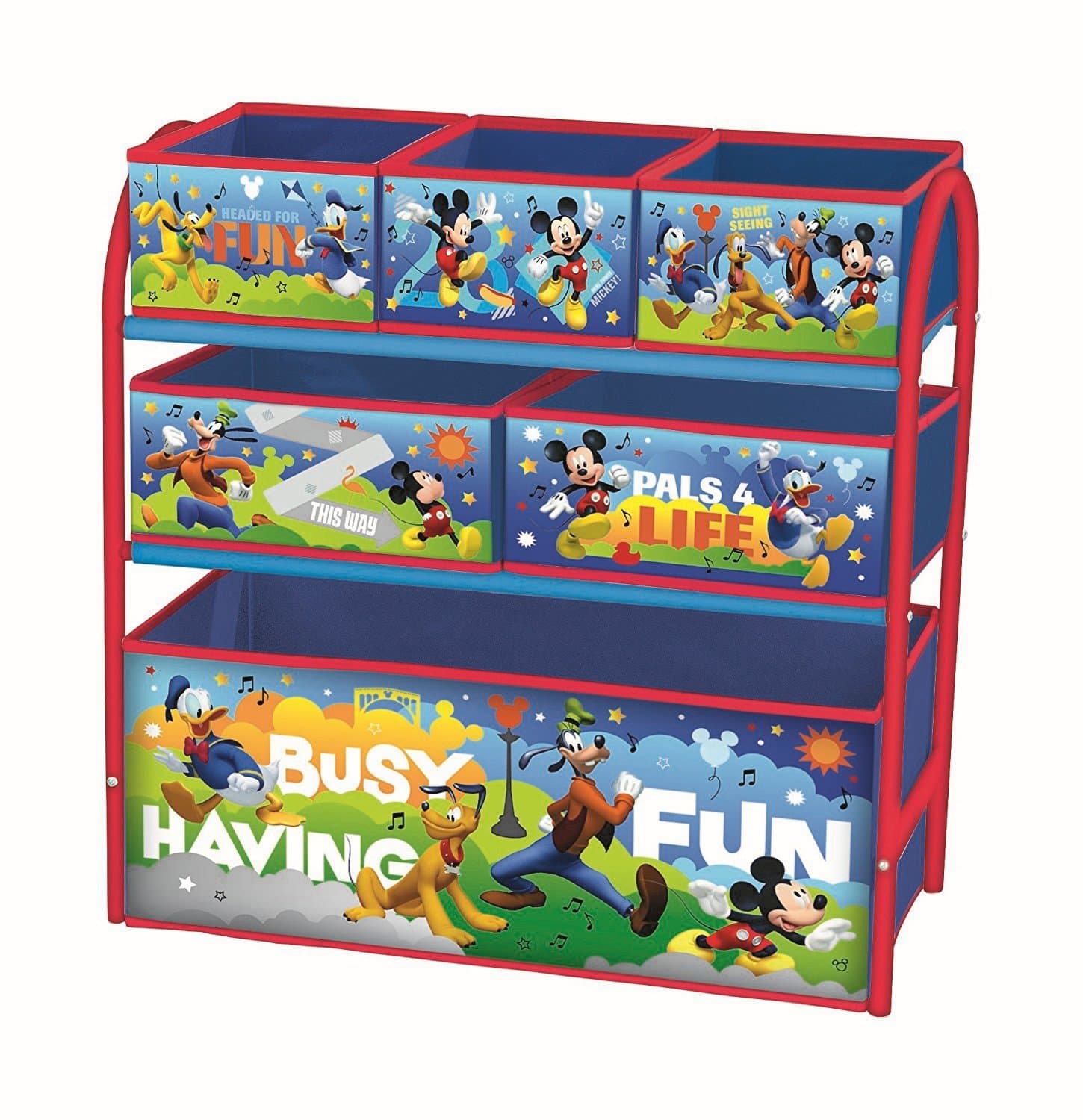 Disney Mickey Mouse Metal Multi Tray Toy Box Storage Unit Organiser - Kids Bedroom Playroom Furniture
