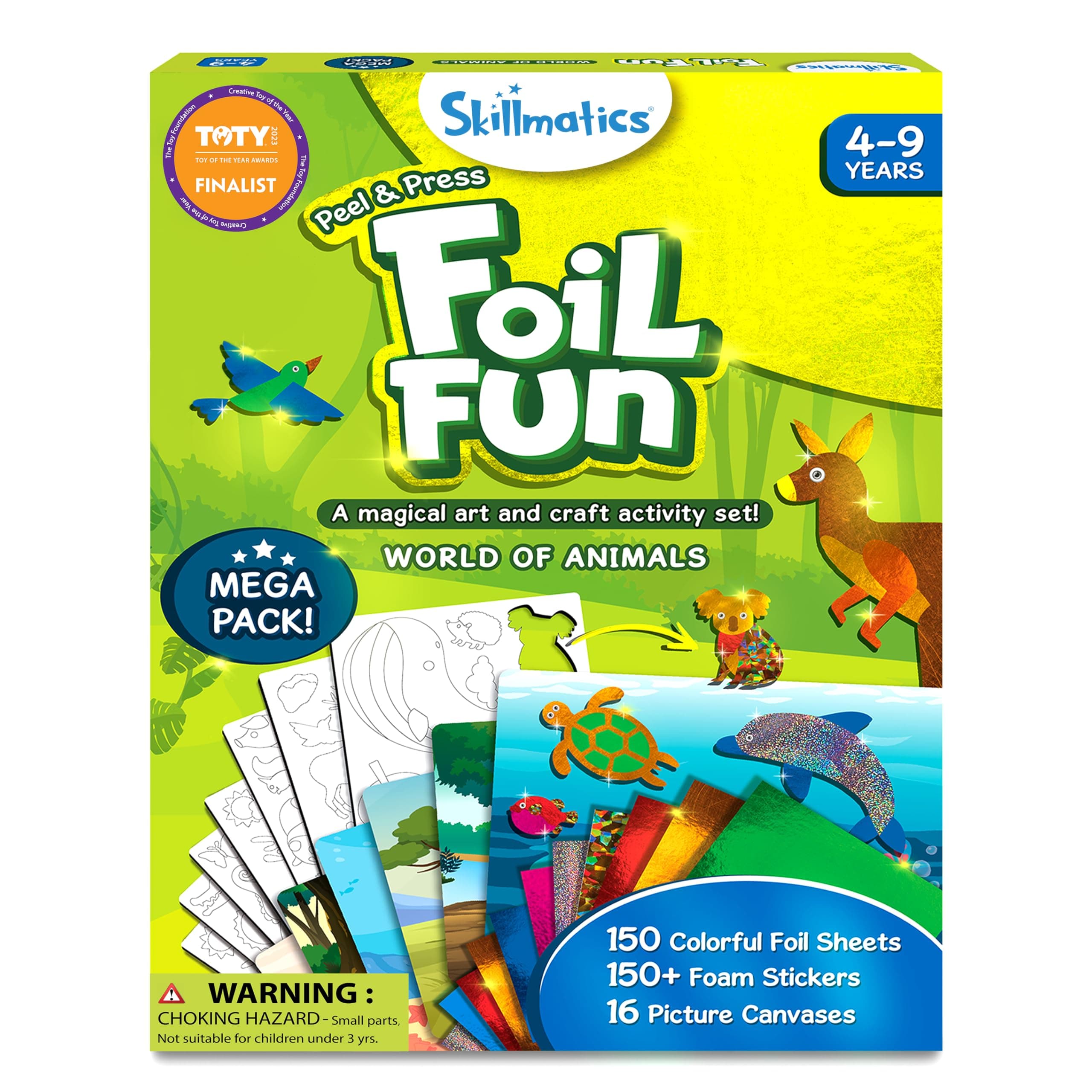 Skillmatics Foil Fun - Animals Mega Pack, No Mess Art for Kids, Craft Kits & Supplies, DIY Creative Activity, Travel Toys, Gifts for Boys & Girls Ages 4, 5, 6, 7, 8, 9, Travel Toys