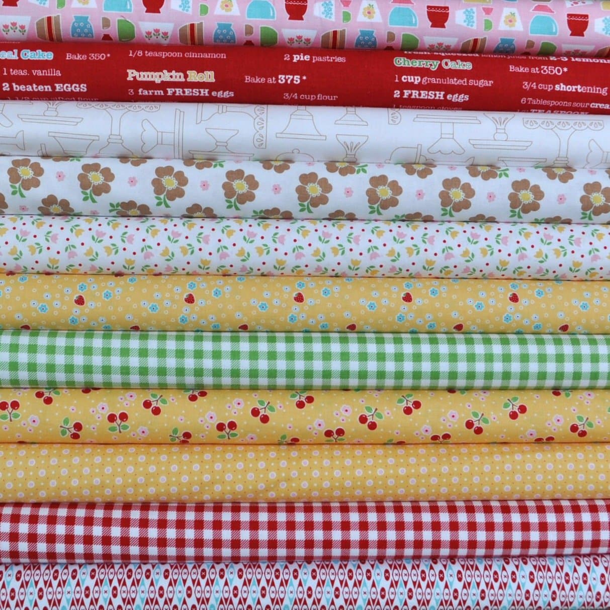 Bake Sale 2 Pink 11 Fat Quarters Bundle by Lori Holt of Bee in My Bonnet for Riley Blake, 2 3/4 yards total