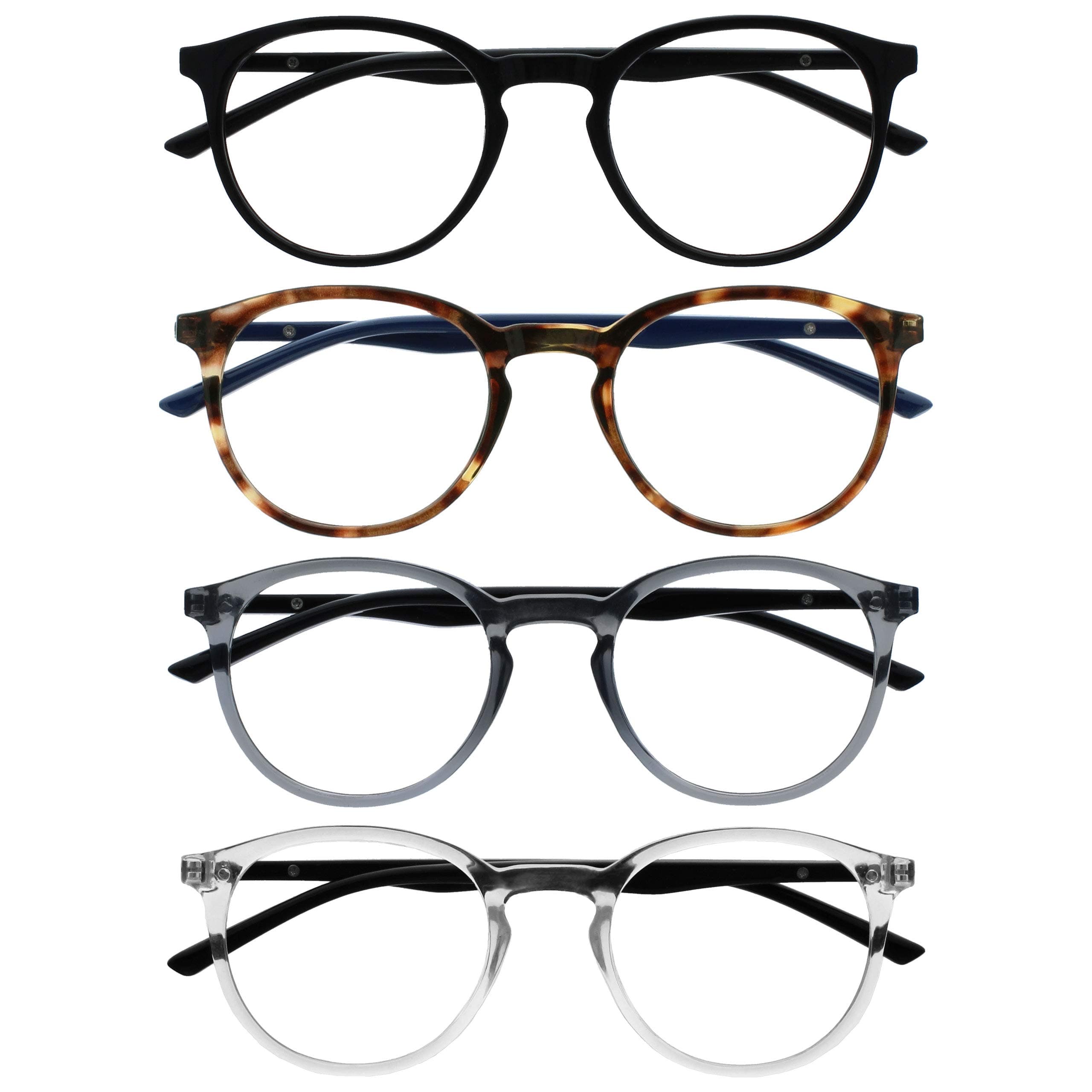 OPULIZE MET Reading Glasses for Women & Men, Slim Round Frame with Spring Hinges and Scratch Resistant