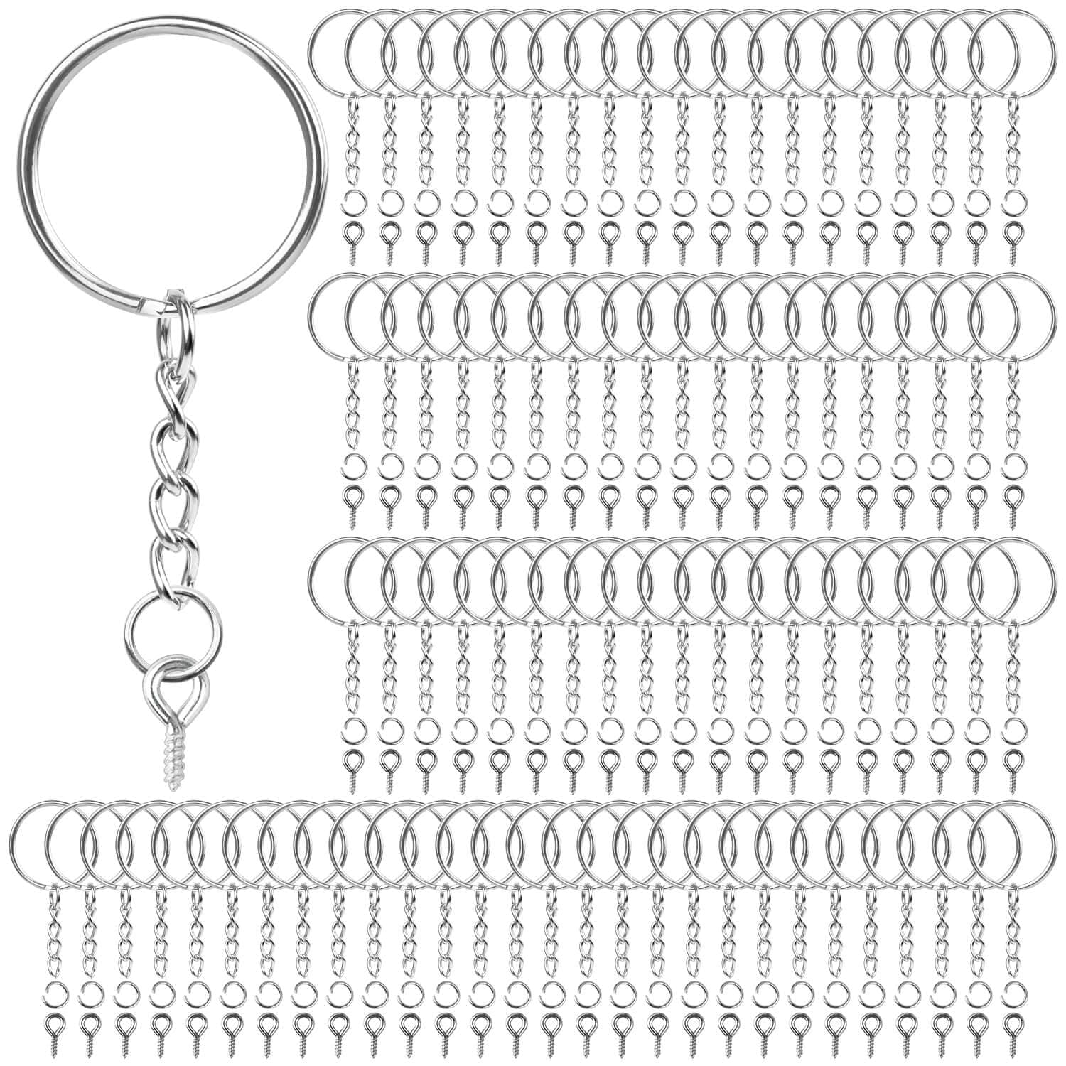 - Keychain Rings for Crafts, Flasoo 360Pcs Keychains for Resin Include Key Rings with Chain, Jump Rings, Screw Eye Pins for DIY Keychain Making