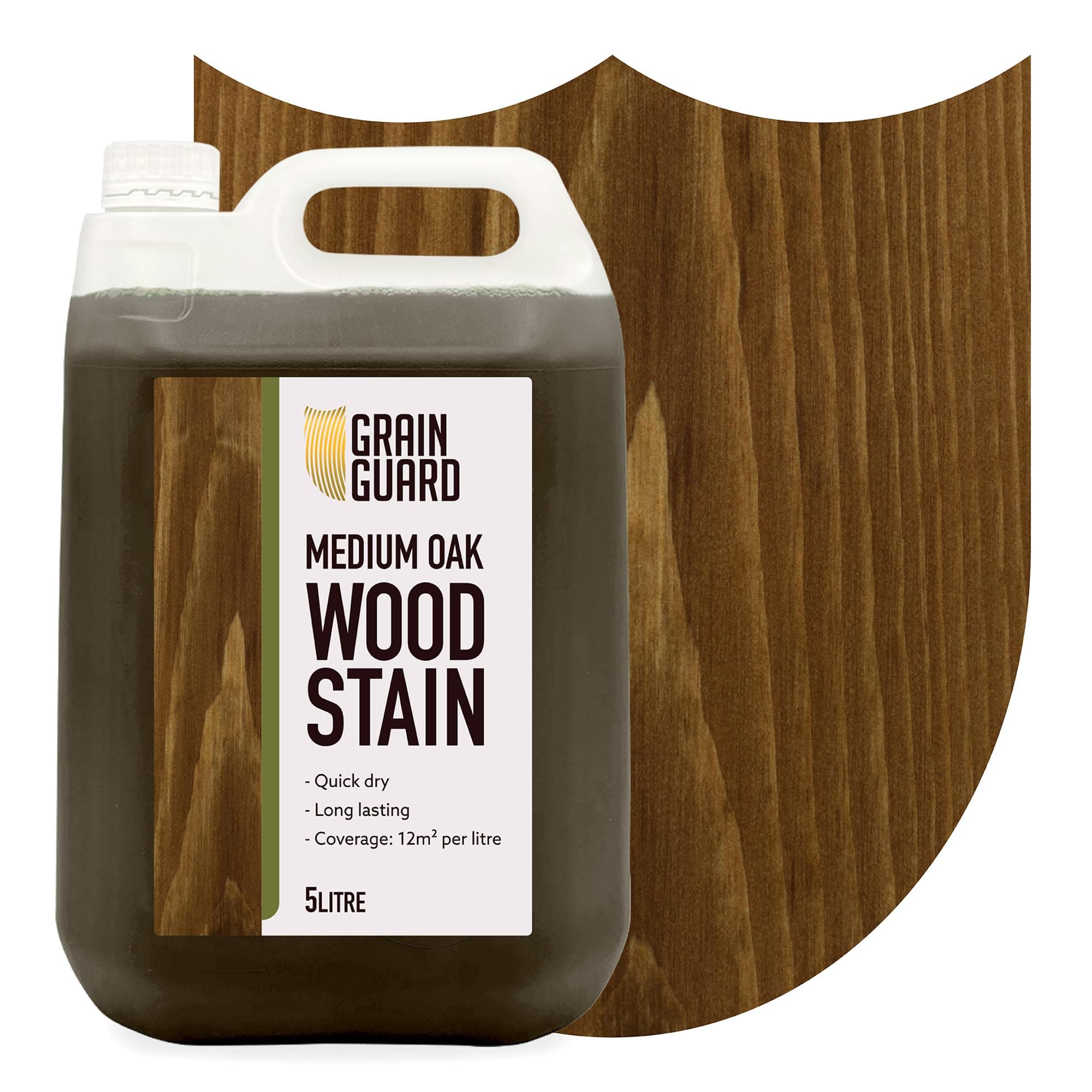Wood Stain | Medium Oak | 5 Litre | Water-Based & Low Odour | Eco-Friendly and Non-Toxic | Interior Furniture Wood Stain | Easy Application | Quick Drying