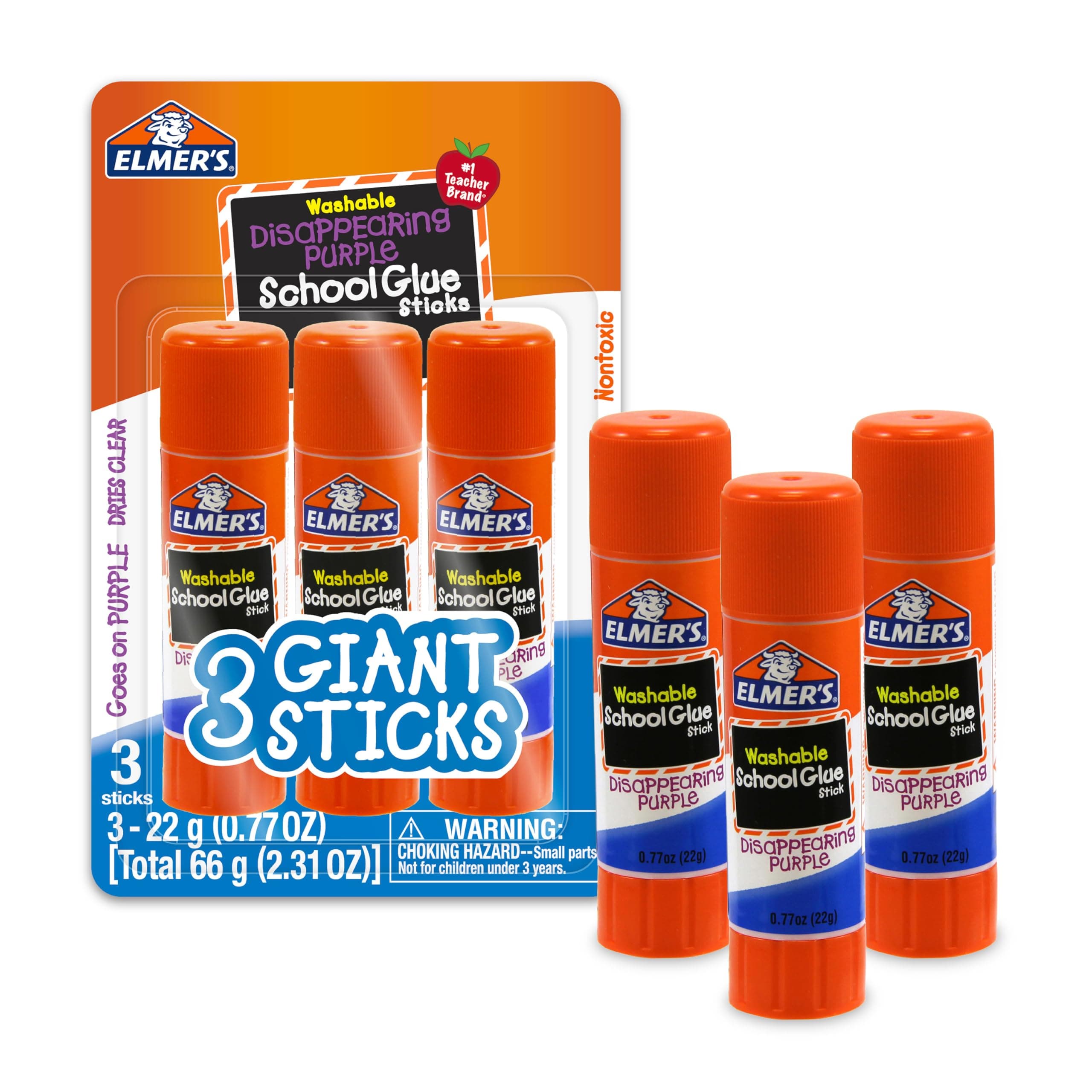 Elmer's Glue Stick, Purple/Set of 3 (E562)