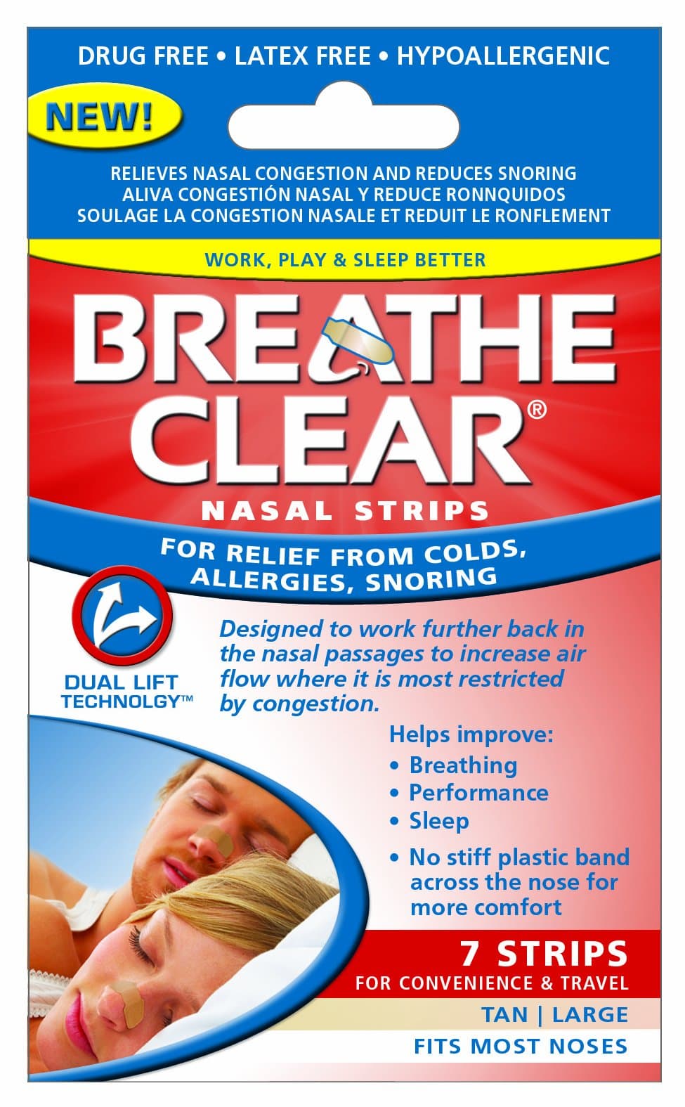 Nasal Strip, Tan, Large, 7 Count Boxes (Pack of 4)