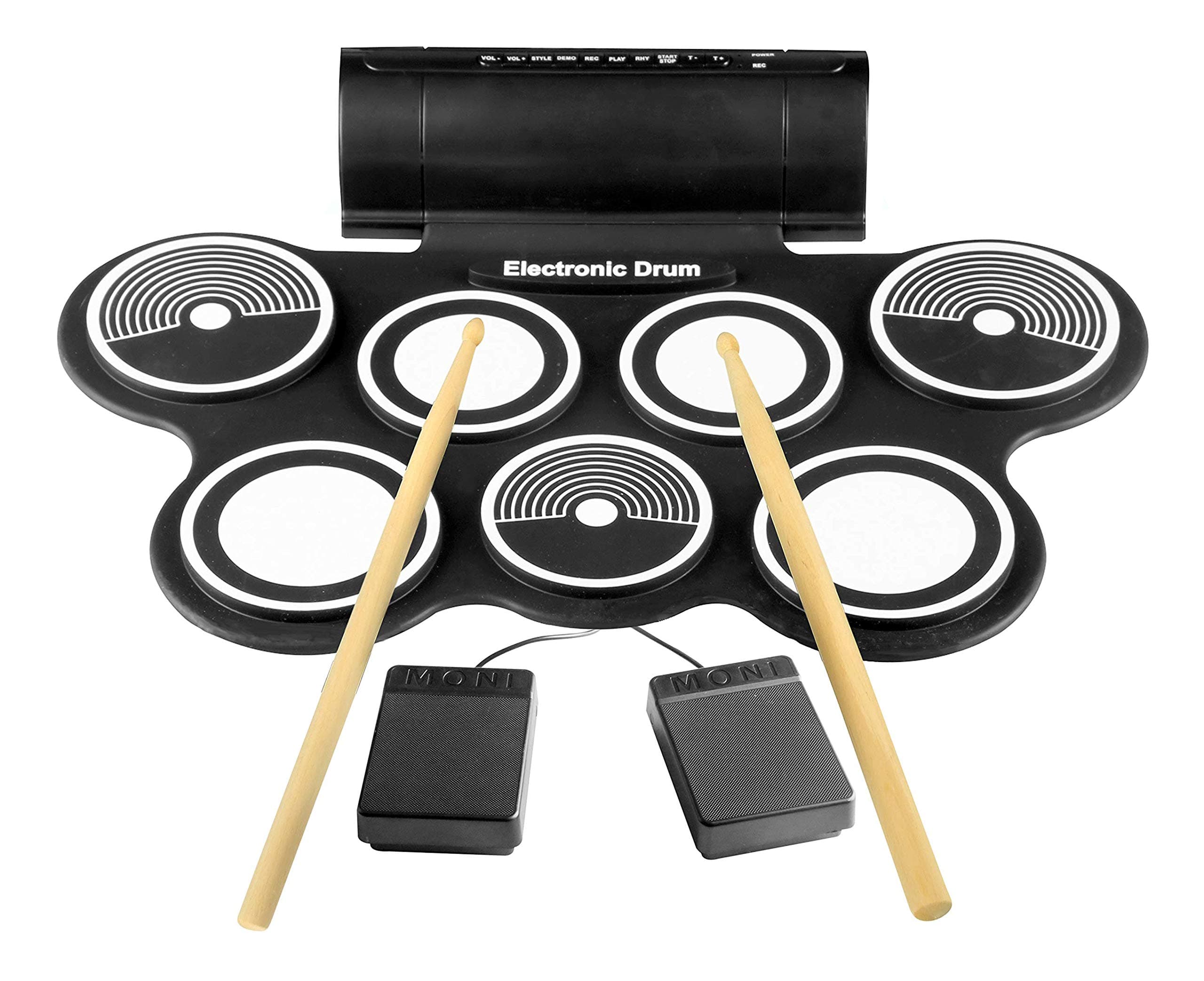 Pyle Electronic Roll Up MIDI Drum Pads & Foot Pedals Kit With Electric Kits & Songs (PTEDRL14)