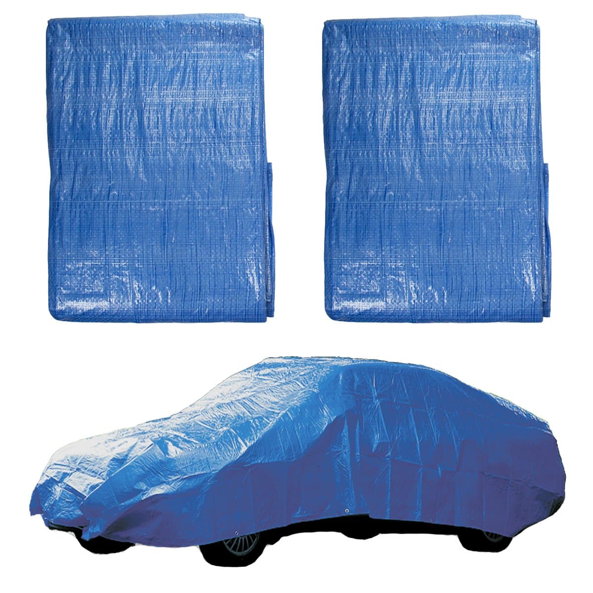 Set of 2 Blue 12’ x 16’ Poly Tarps Heavy Duty Protective Covers Shelter For Camping Cars