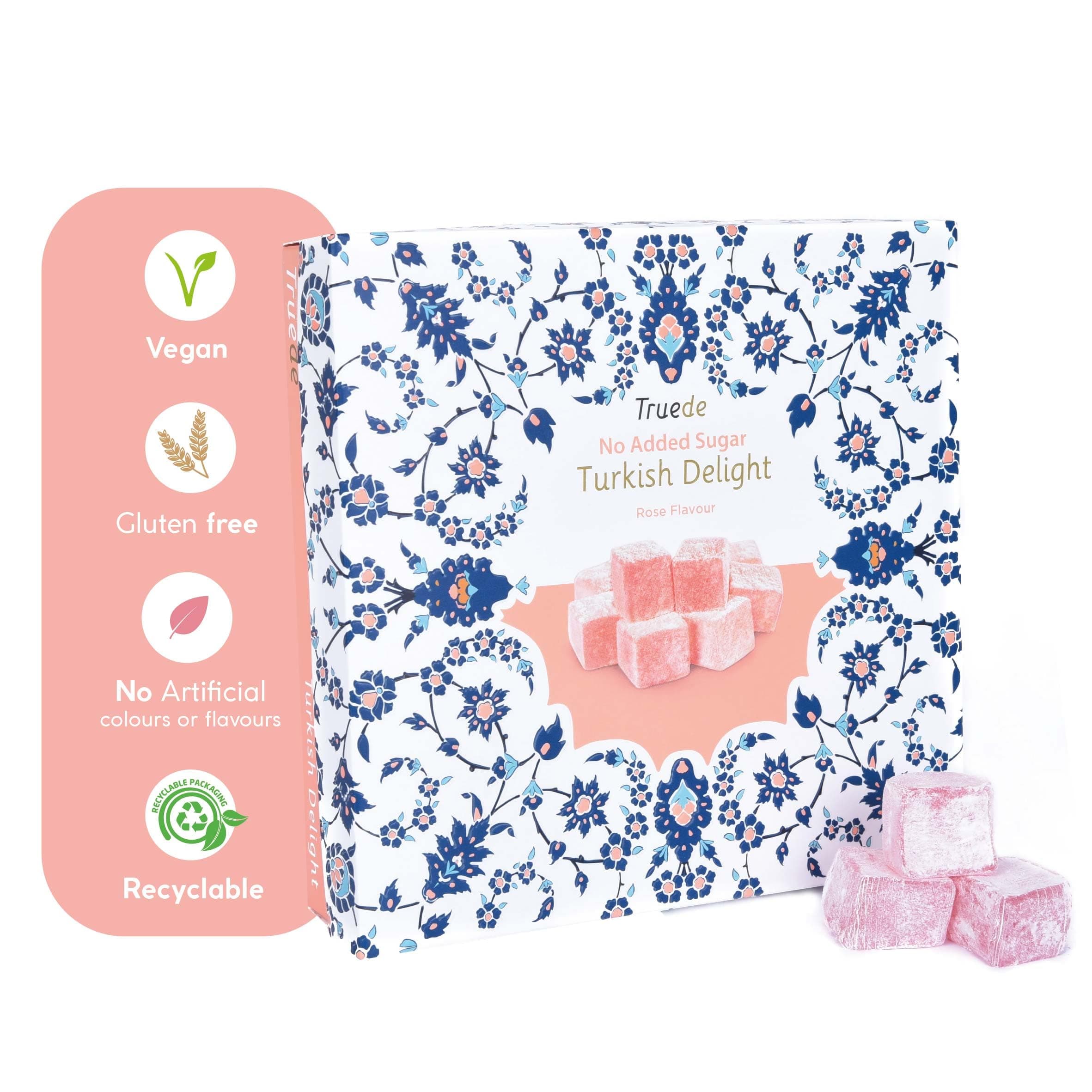 Turkish Delight Gift Set – 4 x 110g Assorted Flavours (Rose & Lemon, Mixed Flavour) Premium Authentic Lokum (Rose Flavour)