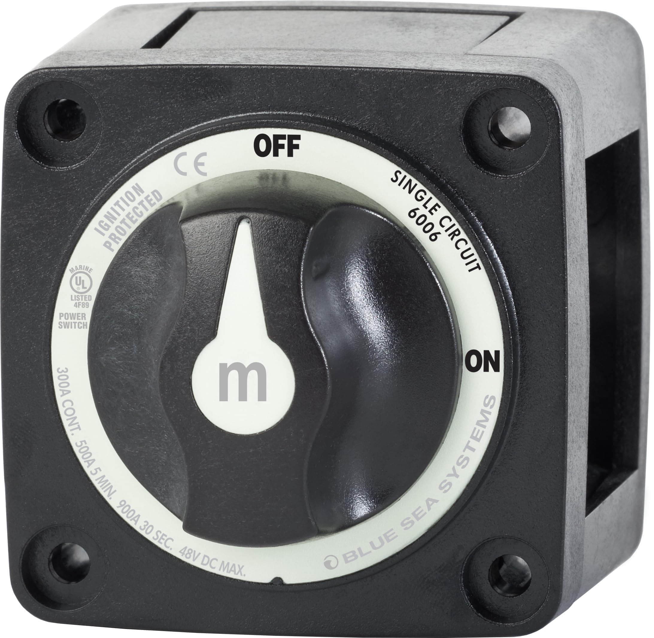 Blue Sea Systems Battery Switch M-Series On/Off With Knob, Black, 6006200, One Size
