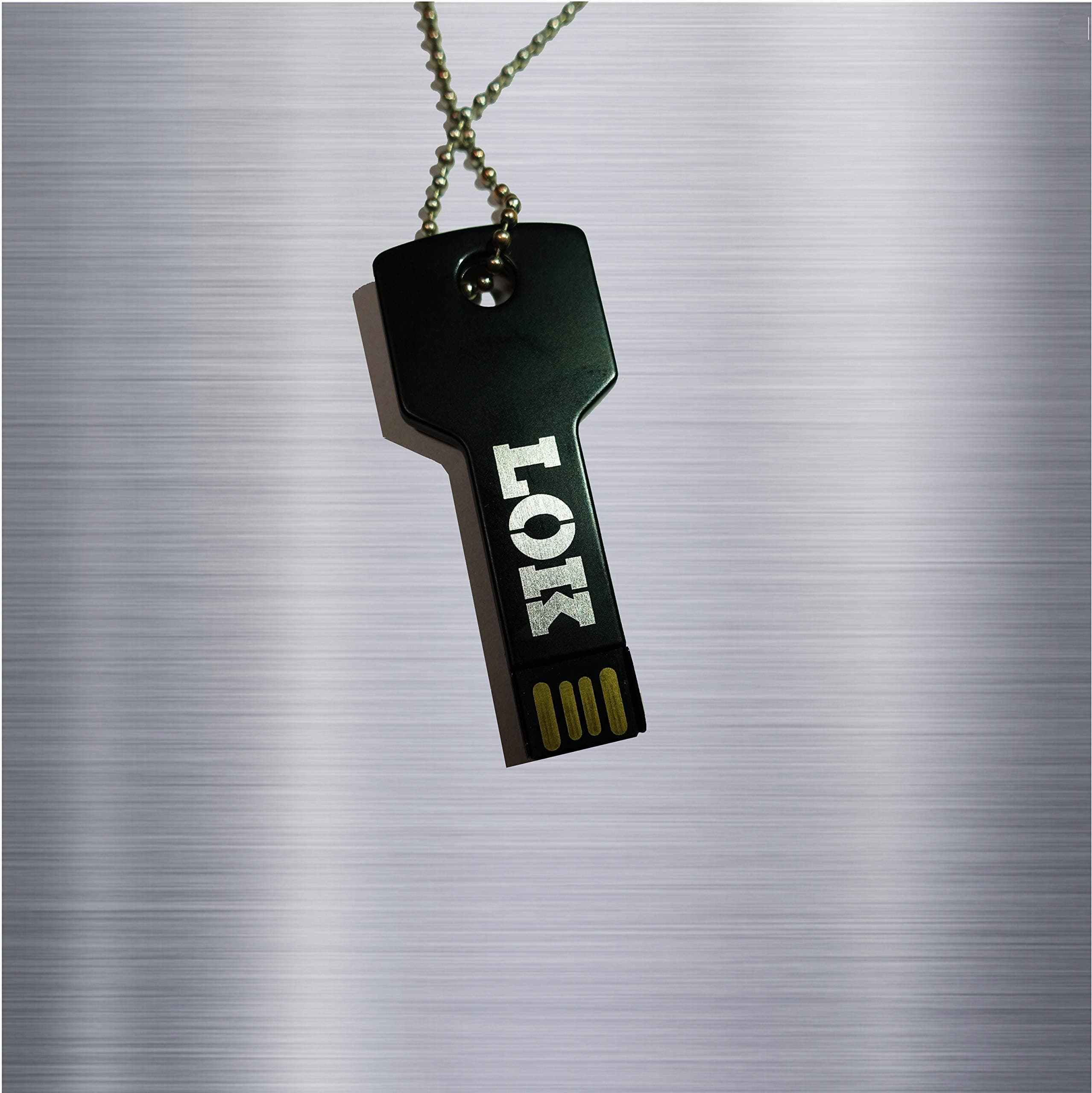 USB Flash Drive Necklace Keychain 32GB Black DJ Friendly, USB 2.0, Aluminum, Portable, Safe, Secure and Stylish, Mobile Data on The go. - by Modern Niche.