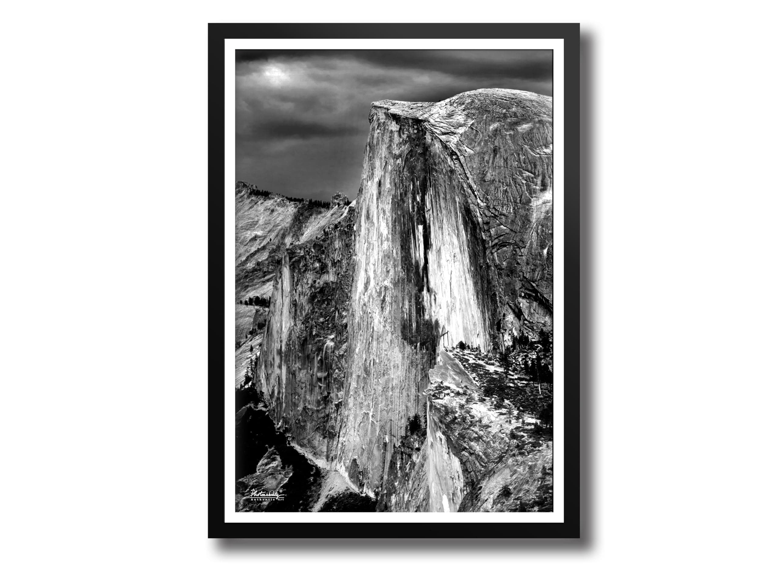 Photonability® Half Dome Black and White Vertical Face Yosemite National Park California Wall Art Gallery Giclee Fine Art Print Only (11x14 inches) | Original and Exclusive Home Décor