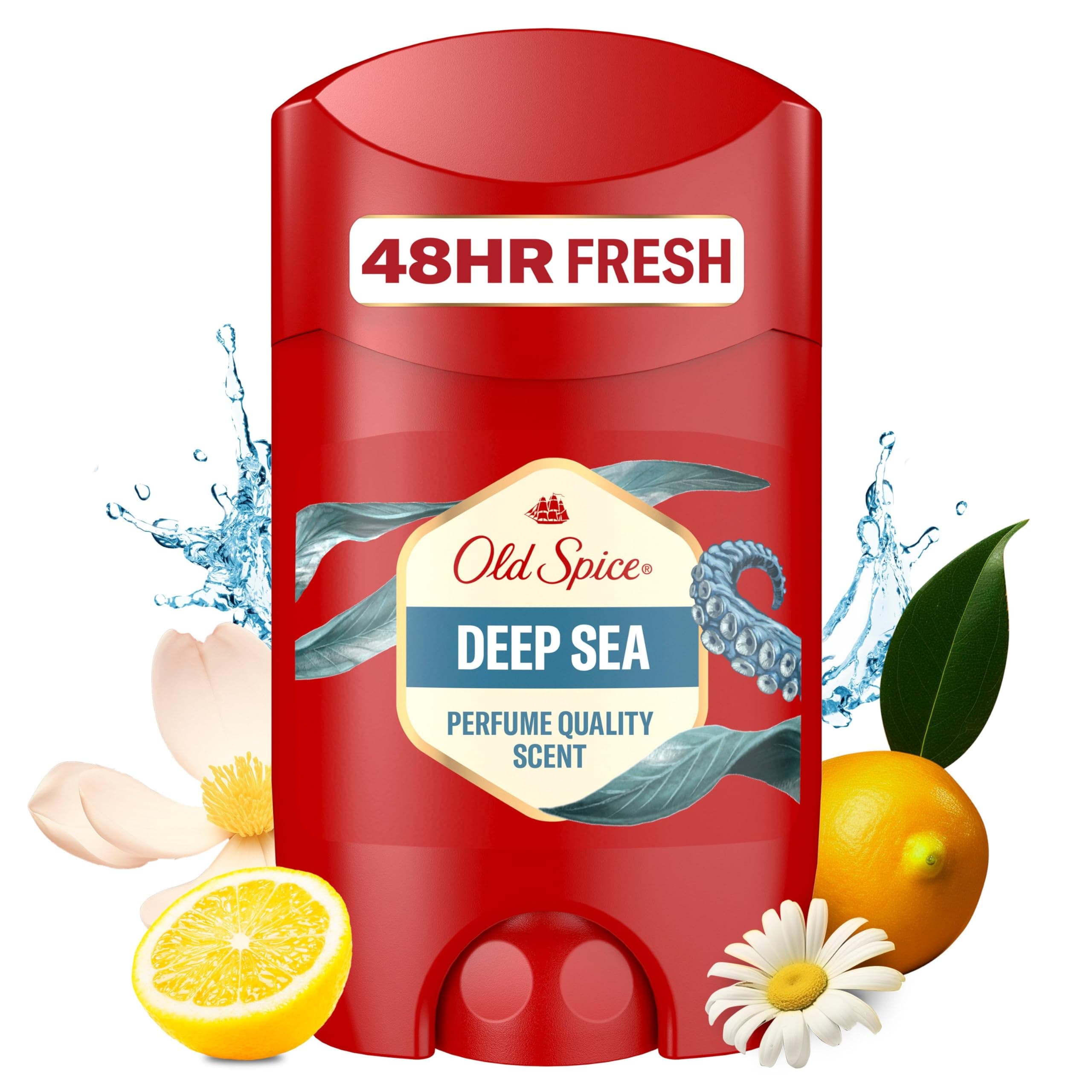 Old Spice Deep Sea Deodorant Stick for Men, 50 ml, 48H Fresh, Long-Lasting Fragrance in Perfume Quality, 0% Aluminium Salts, No Stains on Black and White, Made from 50% Recycled Plastic