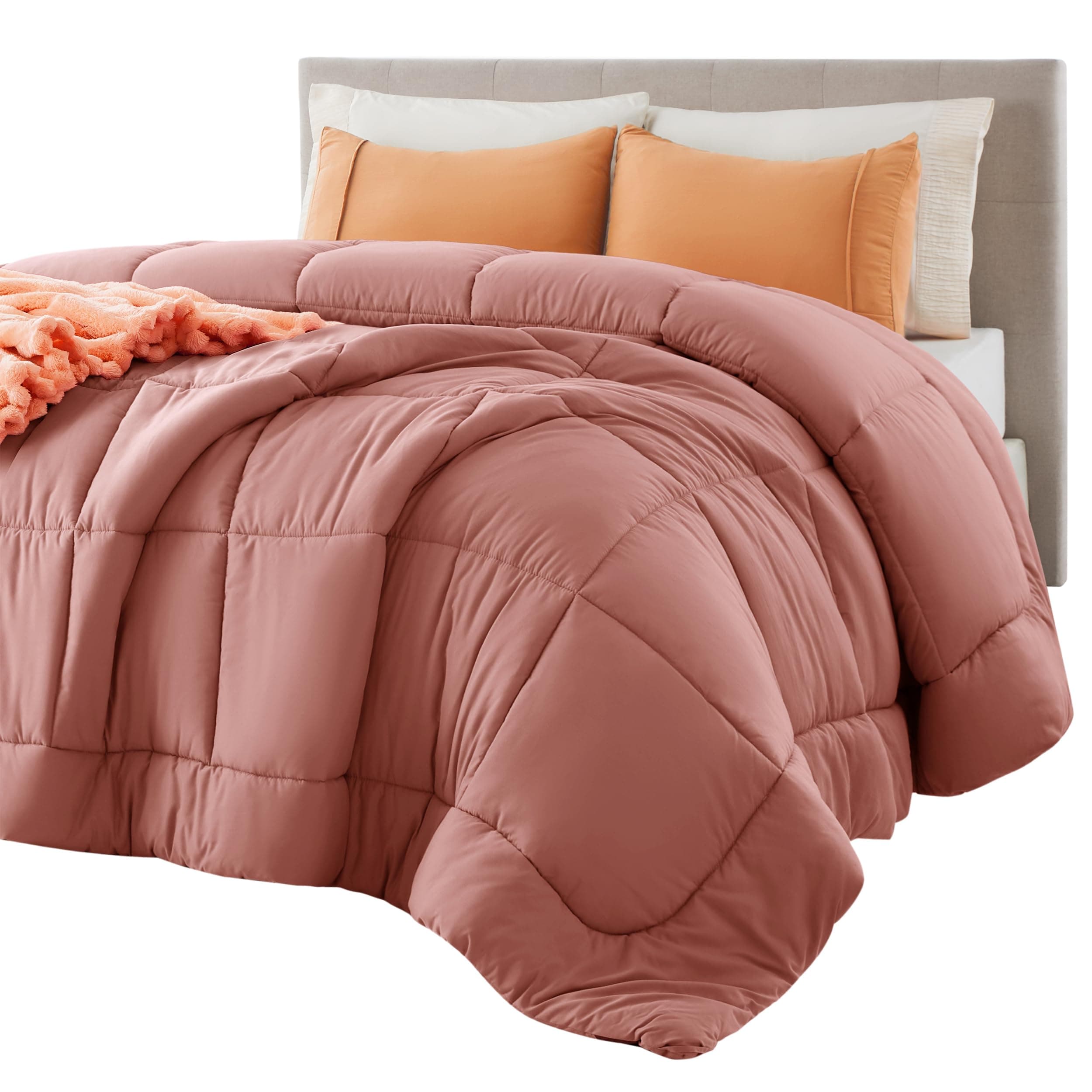 Bedsure Comforter Duvet Insert - Quilted Comforters Full Size, All Season Duvet, GentleSoft Down Alternative Bedding, with 8 Tabs, Gifts for Women/Men, Dusty Pink, Full 86 x 82 Inches
