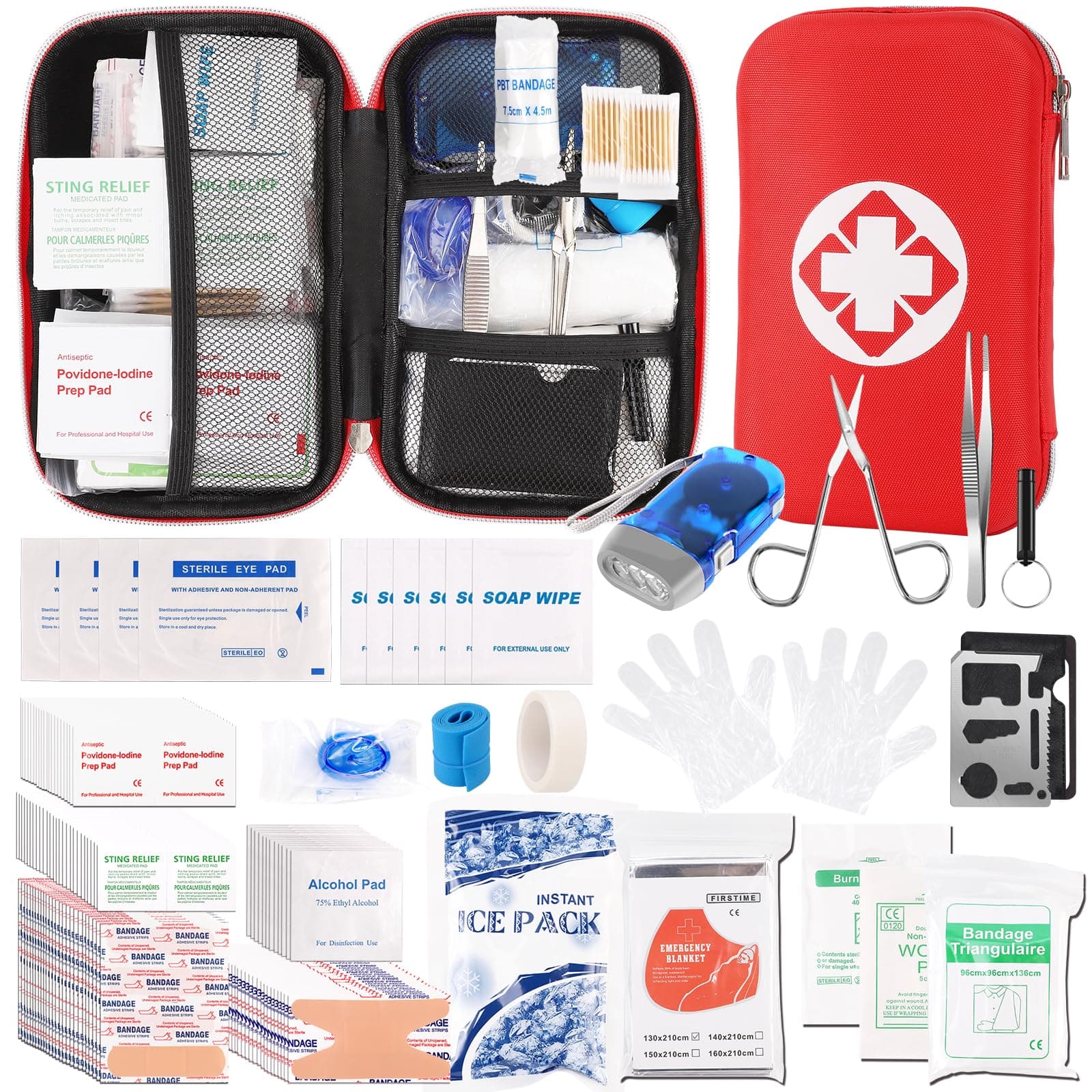 315 PCS First Aid Kit,Trauma Kit with Essential Emergency Medical Supplies, Suitable for Travel Home Office Vehicle Outdoor Camping Hiking(Red)…