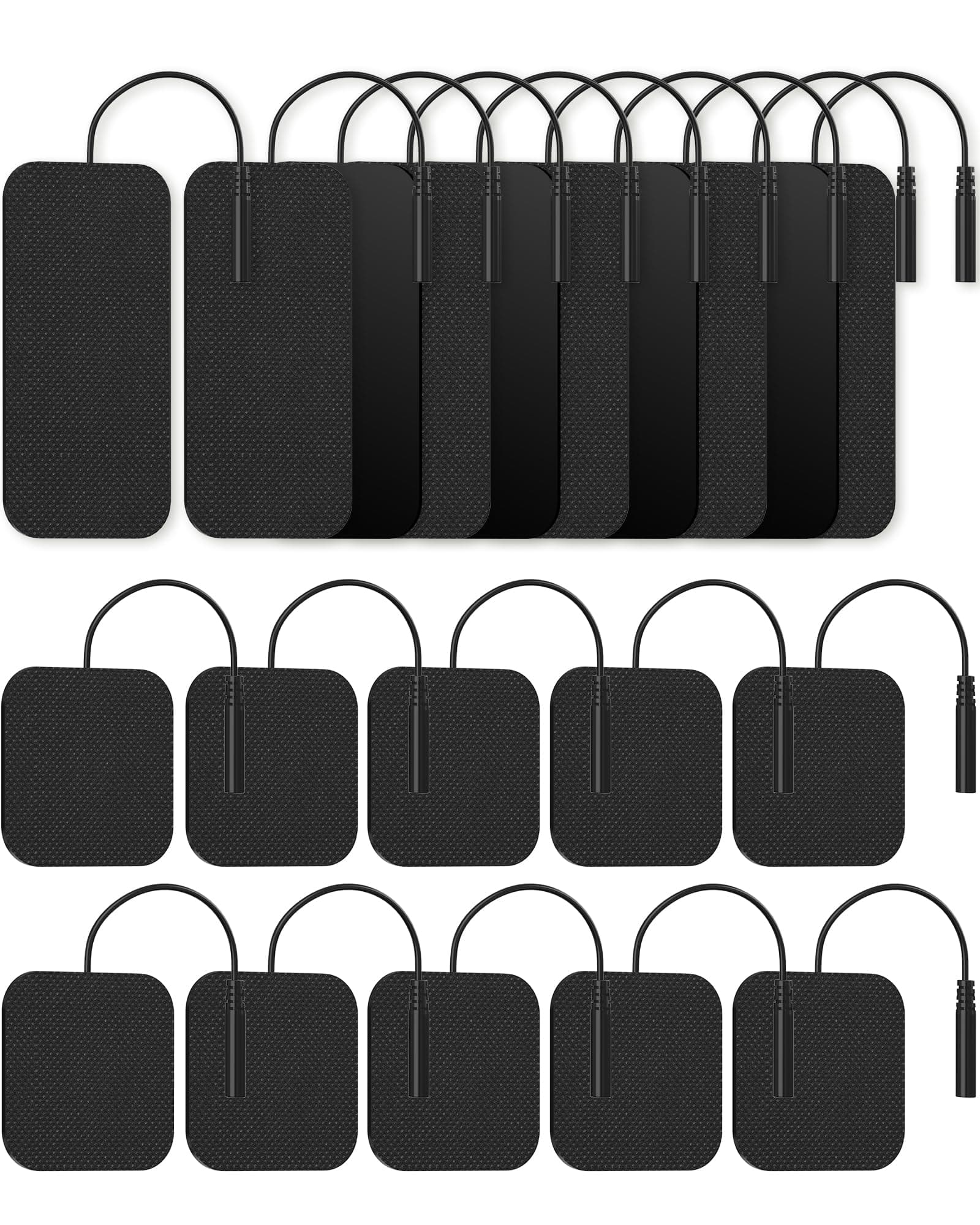 TENS Unit Replacement Pads, Nursal Reusable Self-Adhesive Electrodes Pads 20 Packs 2x2” 2x4”, Latex Free Pigtail TENS Pads, Compatible with TENS 7000, AUVON TENS, Etekcity, Nicwell Care Tens