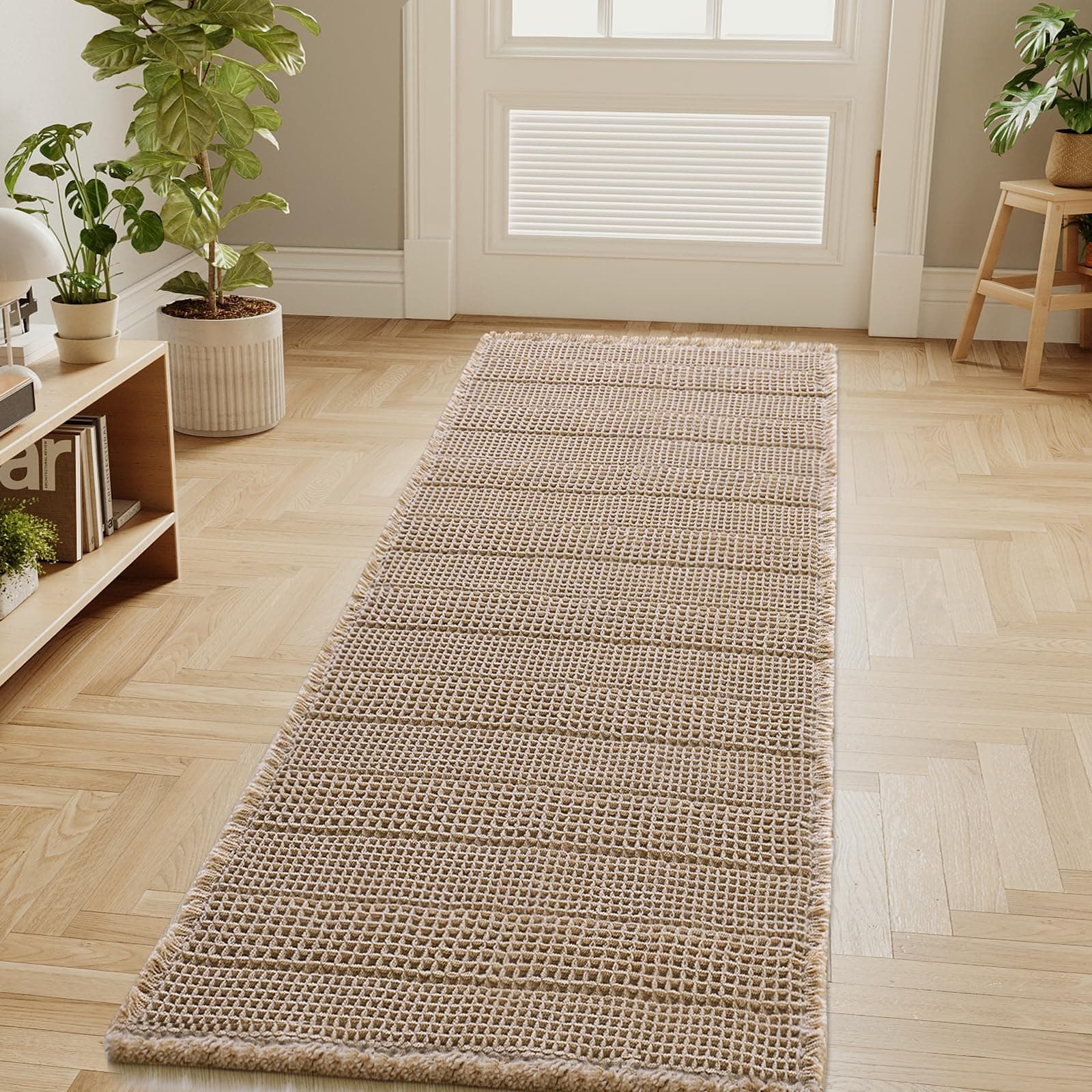 Waffle Bath Mat Super Absorbent Bathroom Mats Non Slip Bath Rugs Machine Washable Dry Fast Bathroom Rugs for Beside Tub, 24" x 60", Irish Cream