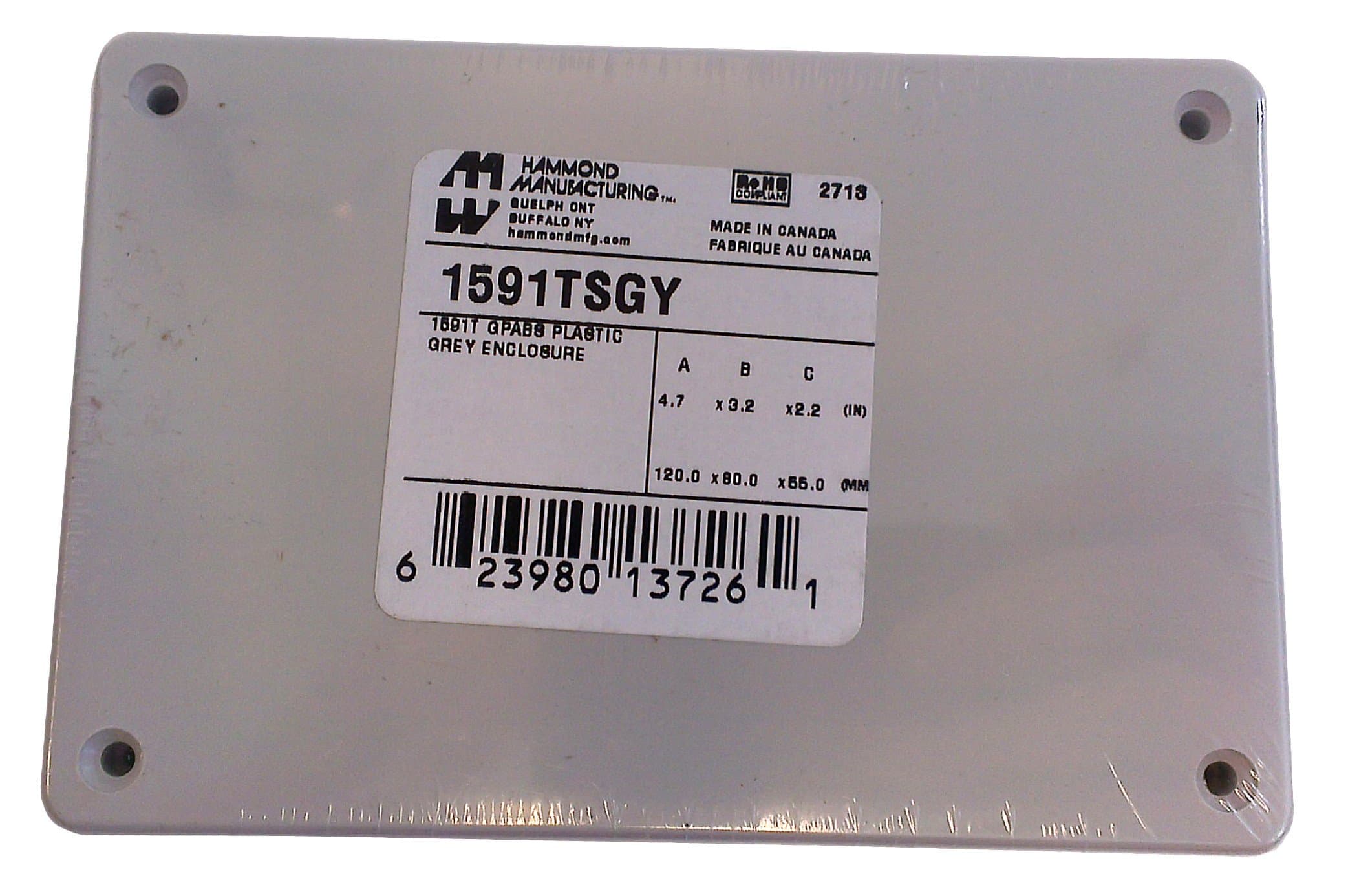 Hammond 1591TSGY Grey ABS Plastic Project Box -- (4.7" x 3.2" x 2.2")mm