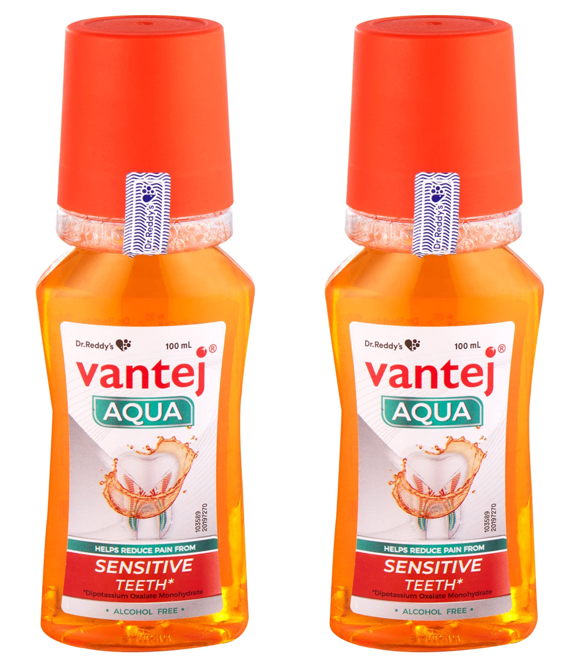 Dr Reddy's Aqua | Advanced Protection Mouthwash for Sensitive teeth | Rapid sensitivity pain relief in 3 days | Zero Alcohol | with Fresh Mint Flavour | 100 ml x Pack of 2