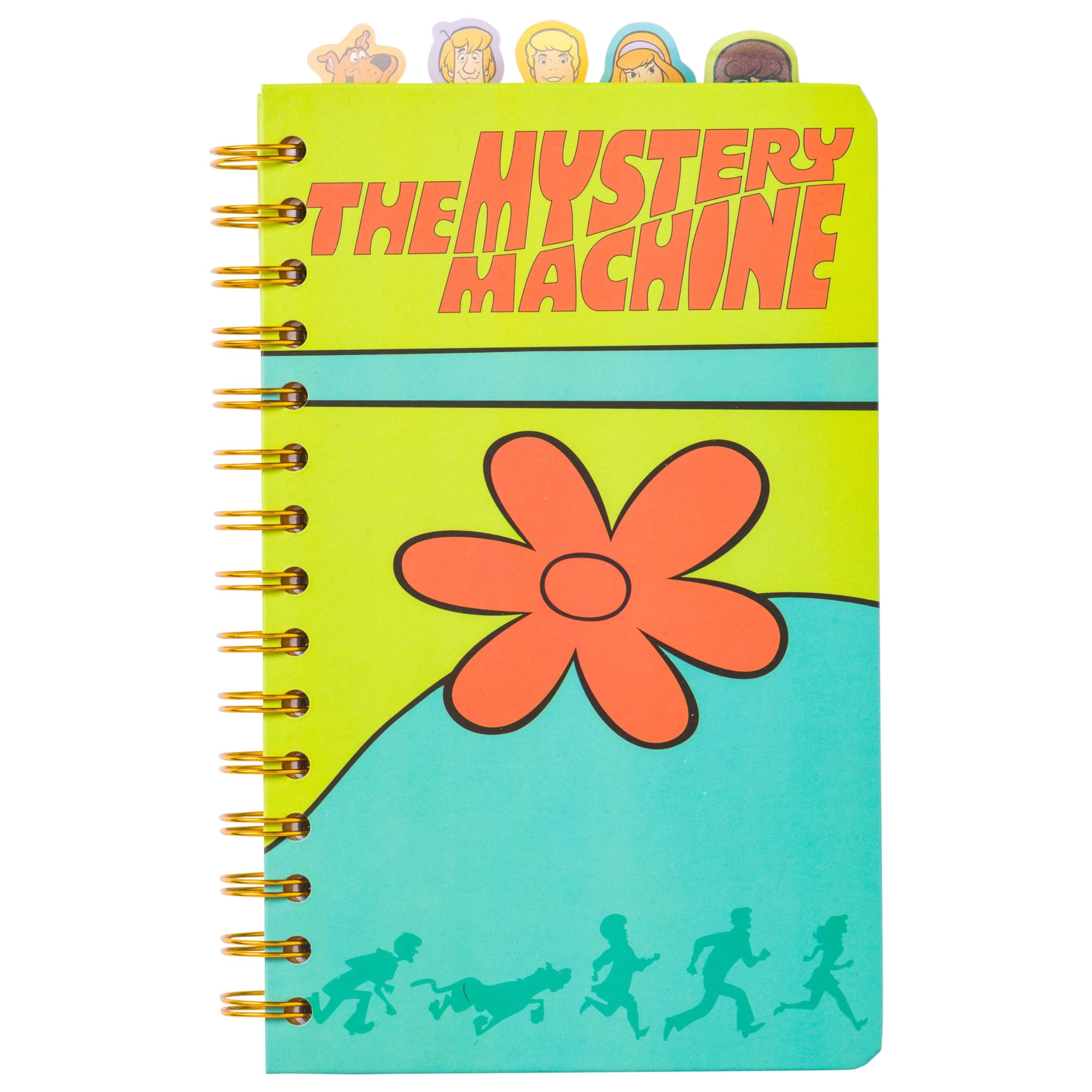 Silver Buffalo Warner Bros Scooby Doo Spiral Notebook With Character Tabs Featuring Scooby Doo, Shaggy, Daphne, Velma, and Fred, 8” x 5”