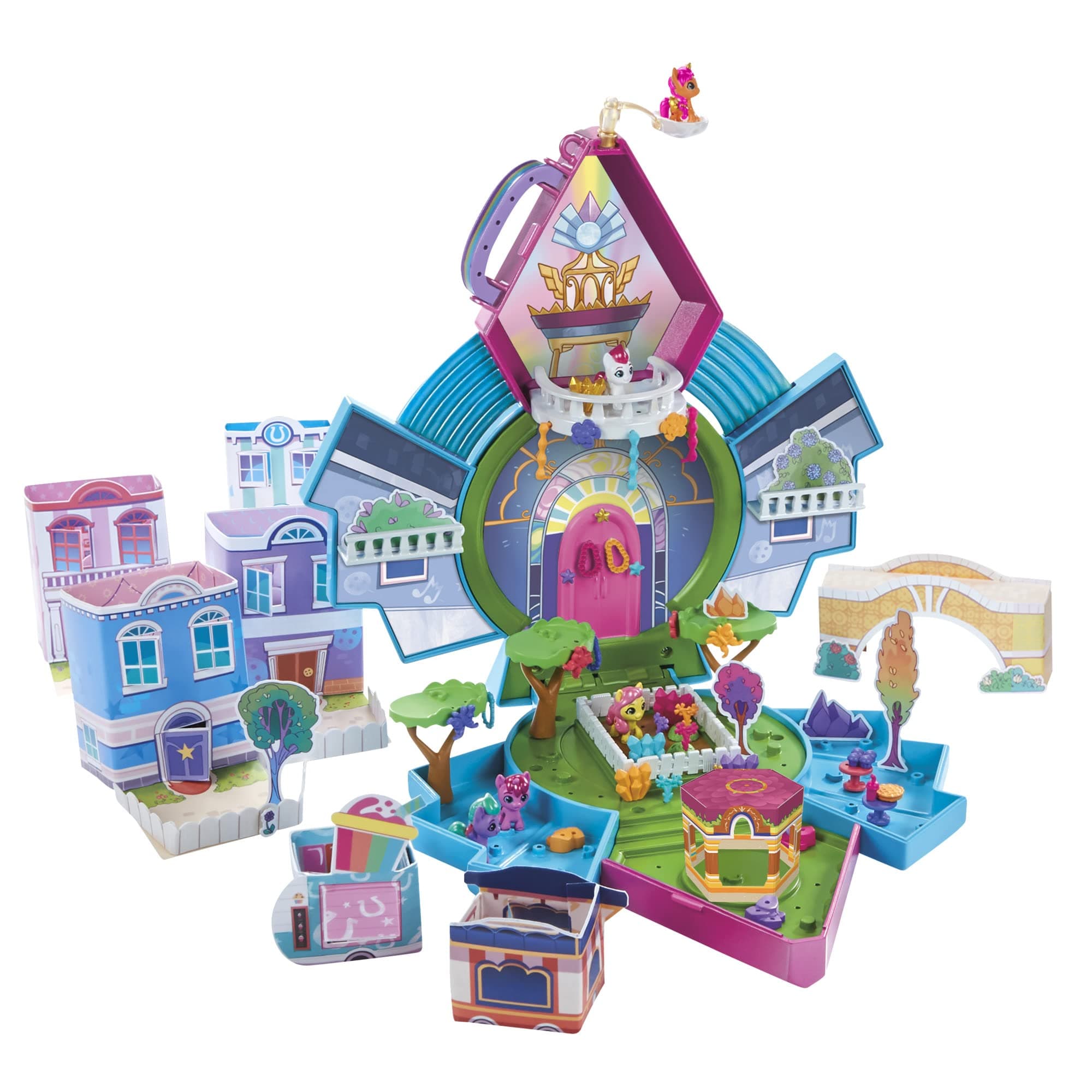 My Little Pony Mini World Magic Epic Crystal Brighthouse Toy, Buildable Playset with 5 Collectible Figures, for Kids Ages 5 and Up