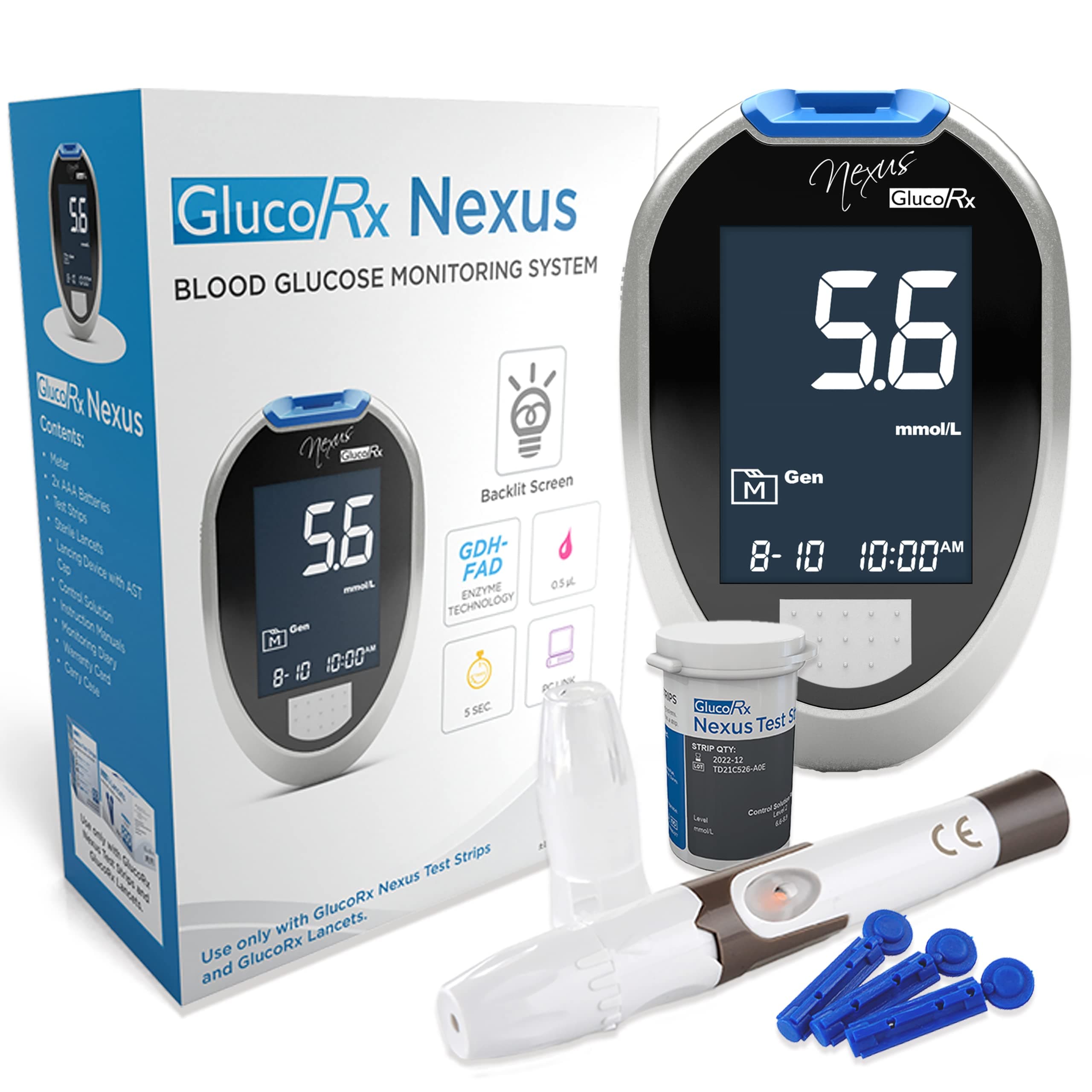 Nexus Blood Glucose Monitoring System Kit (Eligible for VAT relief in the UK)