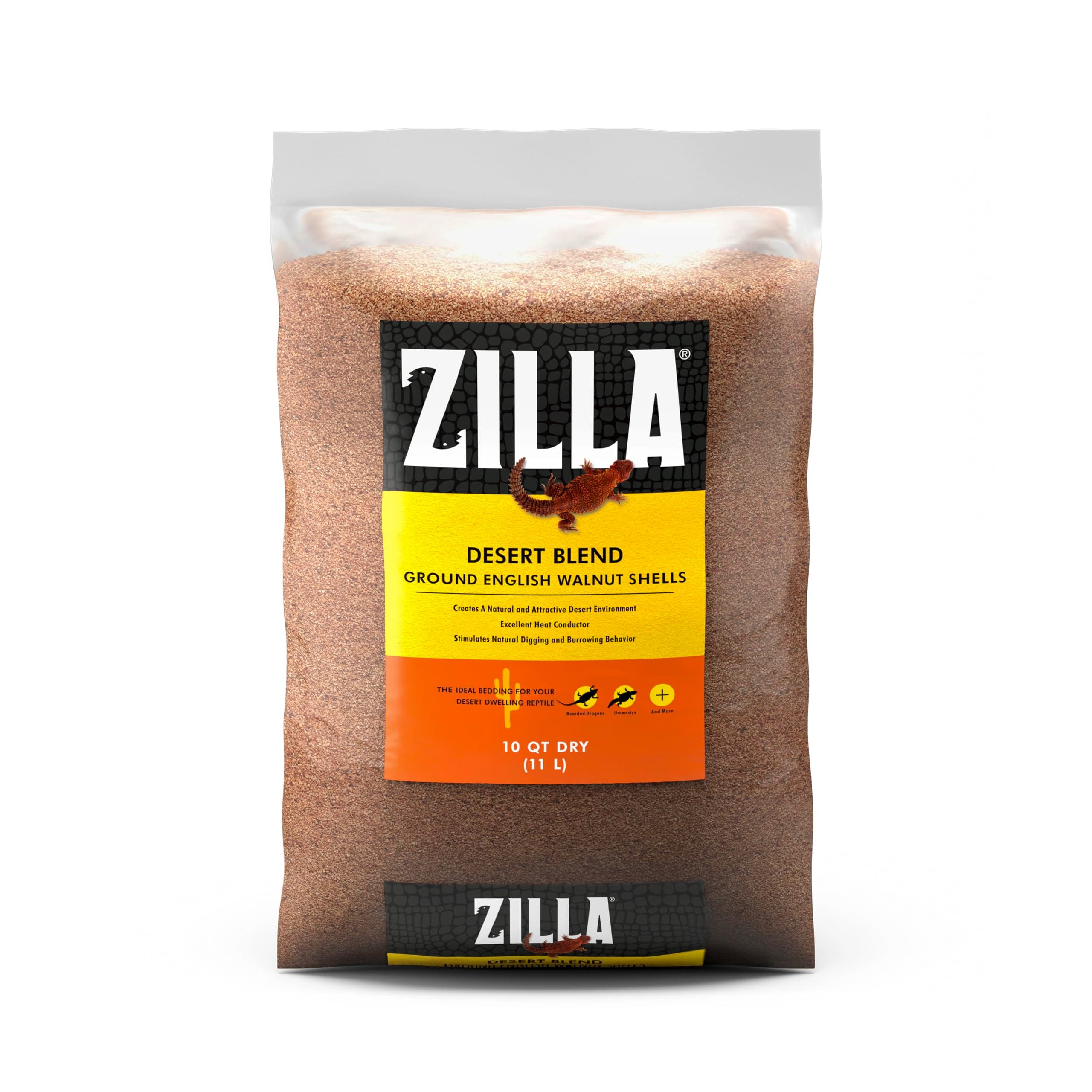 Zilla Desert Blend Substrate, Glass-Friendly Alternative to Sand, Made with 100% English Walnut Shells, Ideal for Desert Reptiles, 10 Quarts