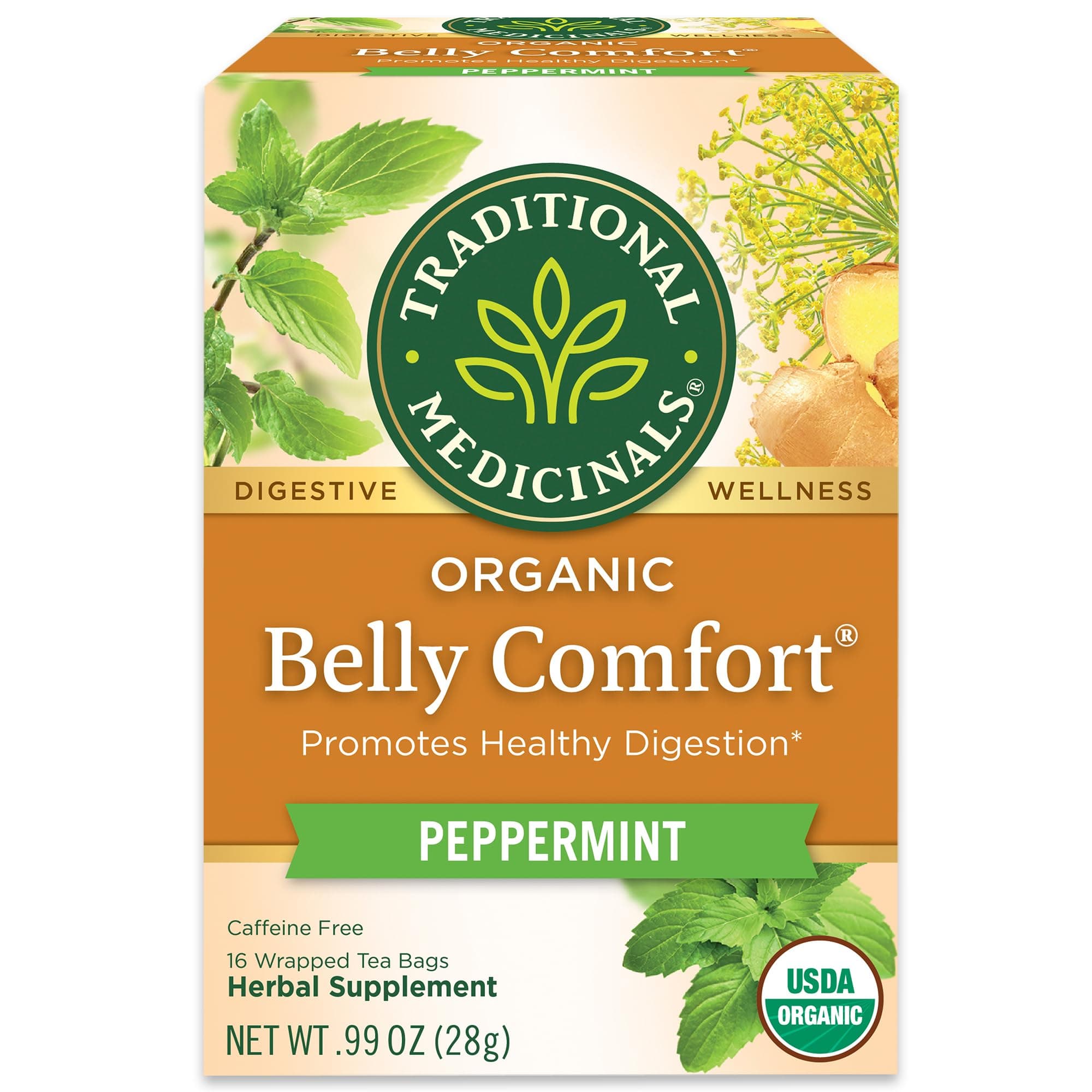 TRADITIONAL MEDICINALS Tea Belly Comfort Peppermint, 16 Ct