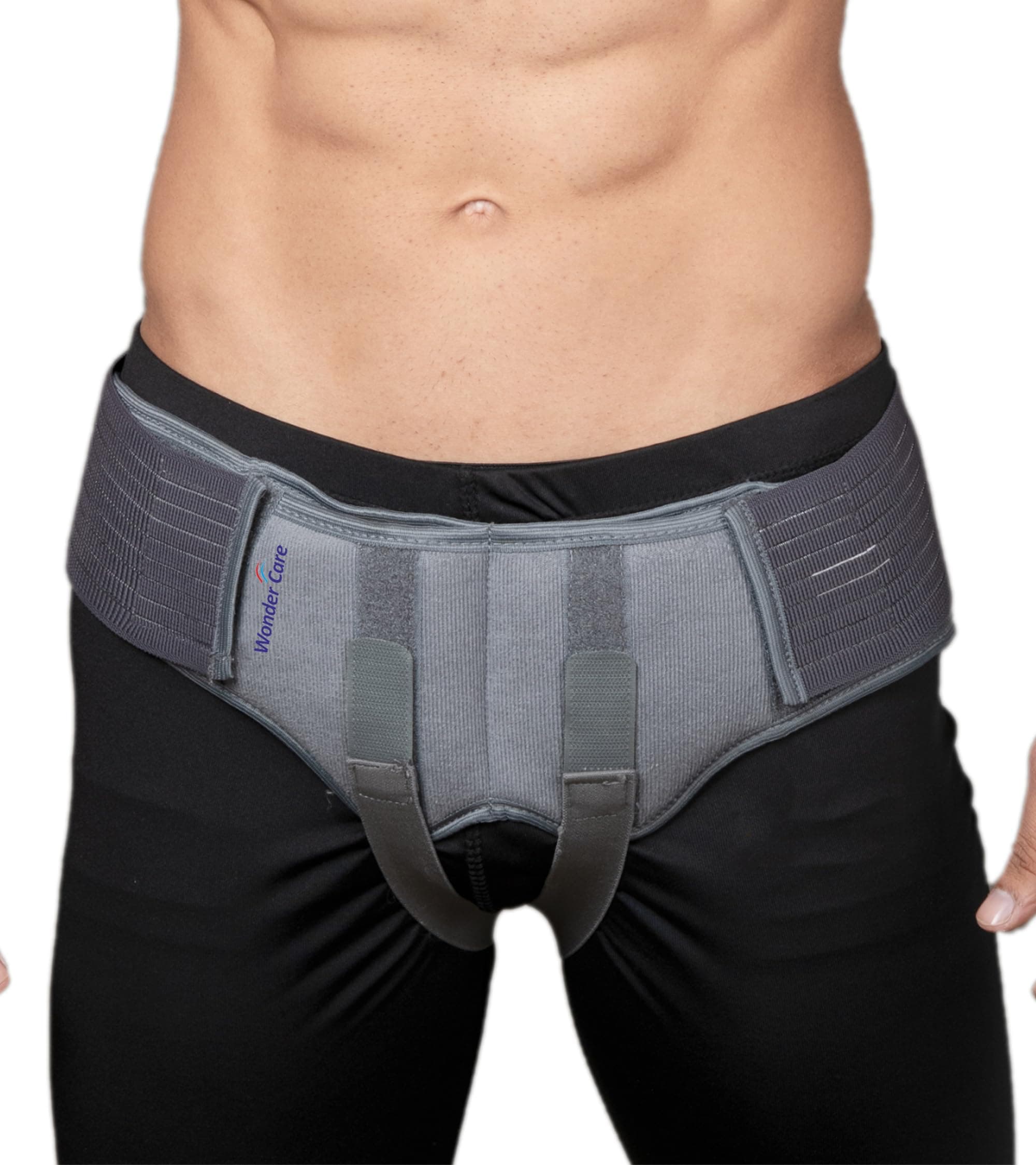 Wonder Care- Grey Inguinal Hernia Support Truss brace for Single/Double Inguinal or Sports Hernia with Two Removable Compression Pads & Adjustable Groin Straps Surgery & injury Recovery belt- Large
